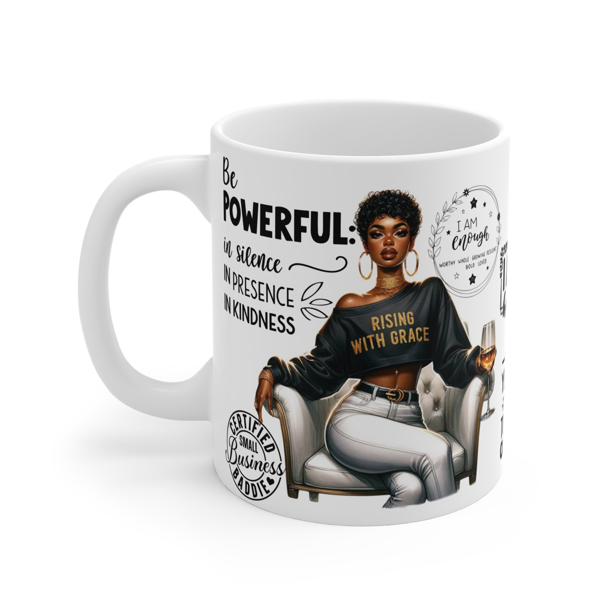 Empowered Woman Mug, Elegant Coffee Cup, Inspirational Gift, Warm Tea Mug, Motivational Home Decor.