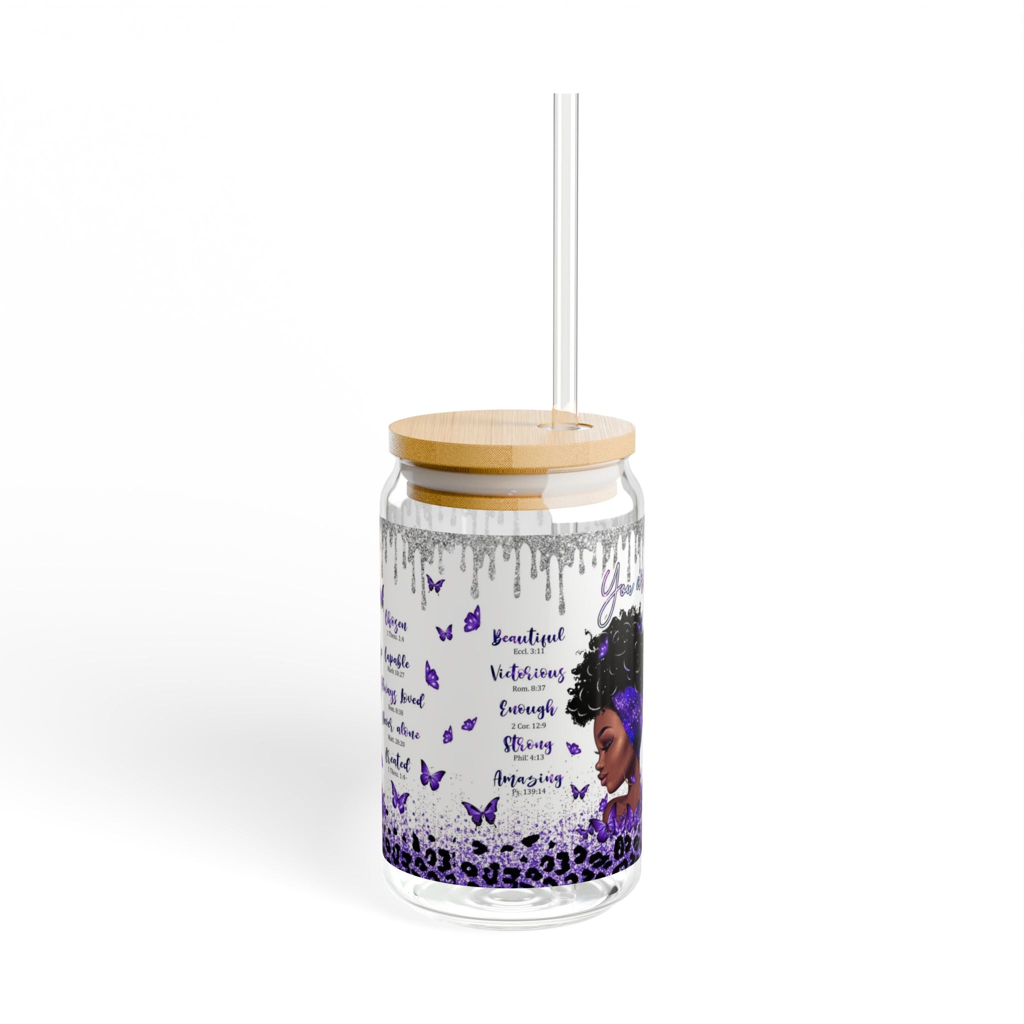 Empowering Butterfly Sipper Glass, 16oz - Inspirational Quotes, Reusable Drinkware for Gifts, Eco-Friendly Mug, Perfect for Self-Care [...].