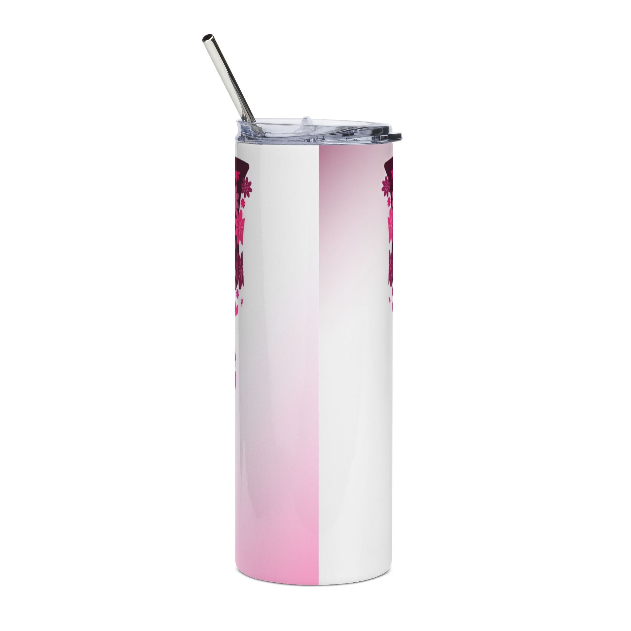 Personalized Breast Cancer Awareness Tumbler, Custom Insulated Steel Cup, Support Survivor Gift, Pink Ribbon Charity Drinkware, Cancer.