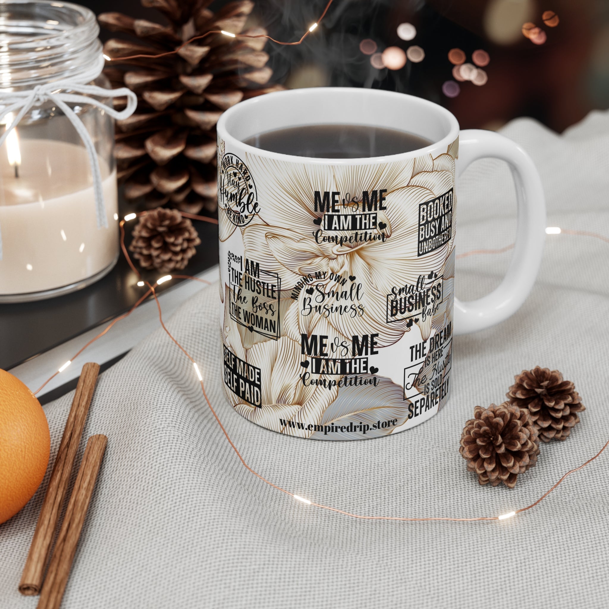 Hustle Like A Boss Live Like A Queen Empowering Boss Mug - Motivational Coffee Cup for Entrepreneurs.