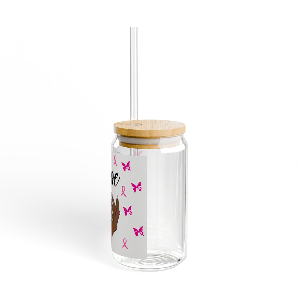 Personalized Hope & Love Sipper Glass, 16oz | Motivational Drinkware, Breast Cancer Awareness, Inspirational Gift.