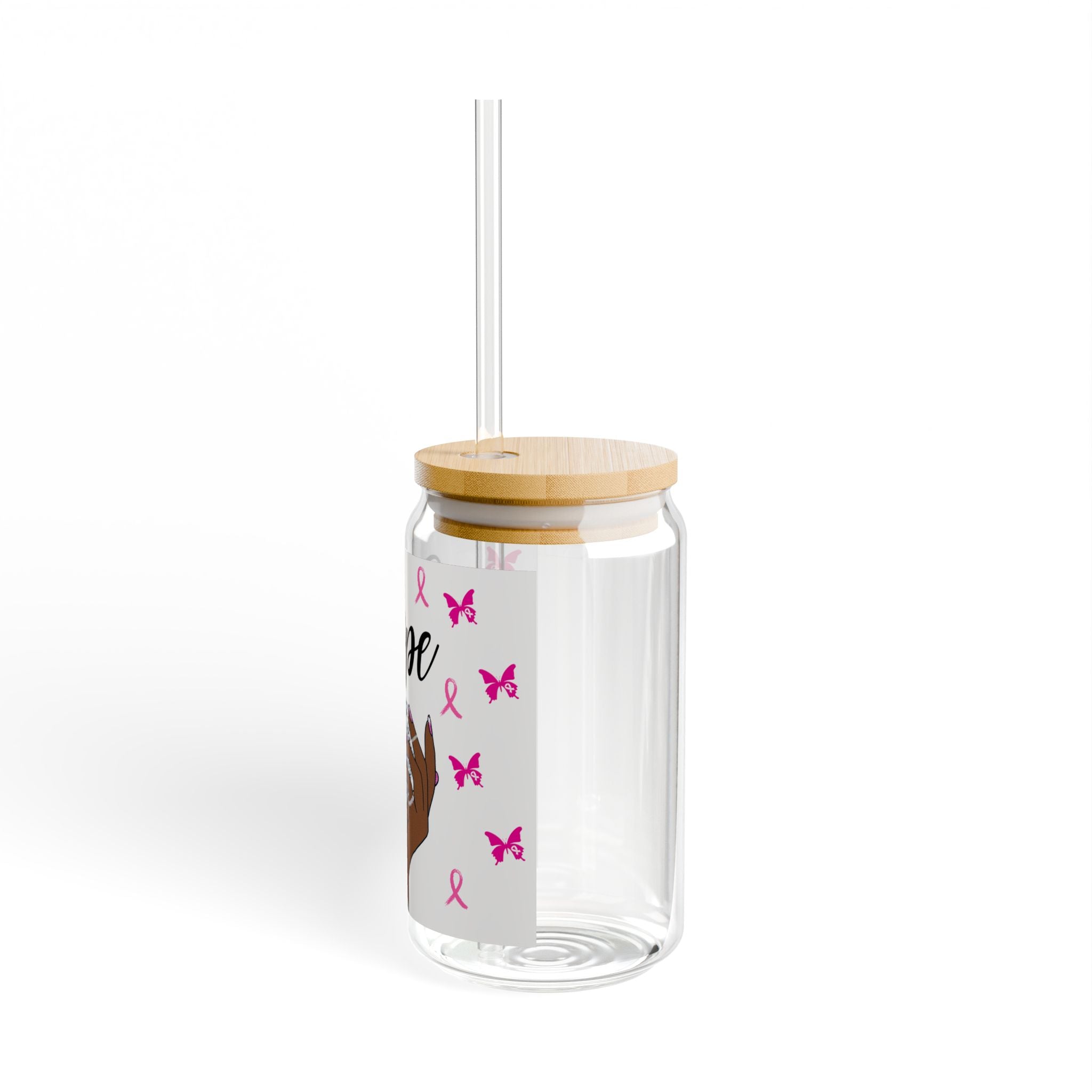 Personalized Hope & Love Sipper Glass, 16oz | Motivational Drinkware, Breast Cancer Awareness, Inspirational Gift.