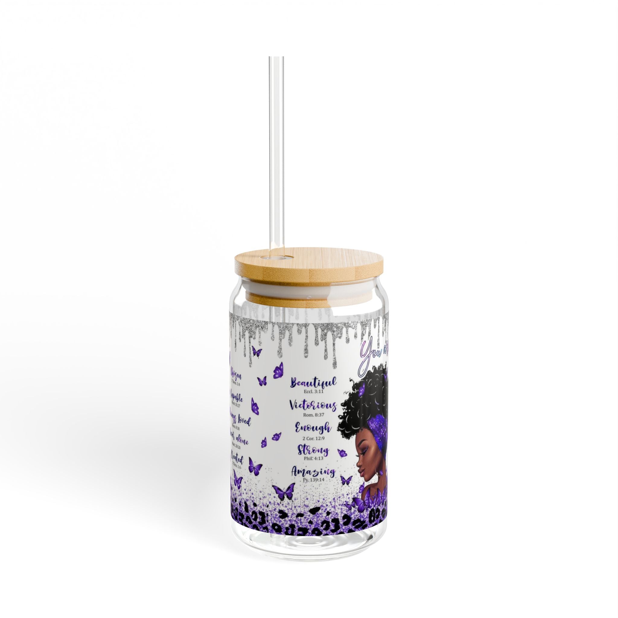 Empowering Butterfly Sipper Glass, 16oz - Inspirational Quotes, Reusable Drinkware for Gifts, Eco-Friendly Mug, Perfect for Self-Care [...].