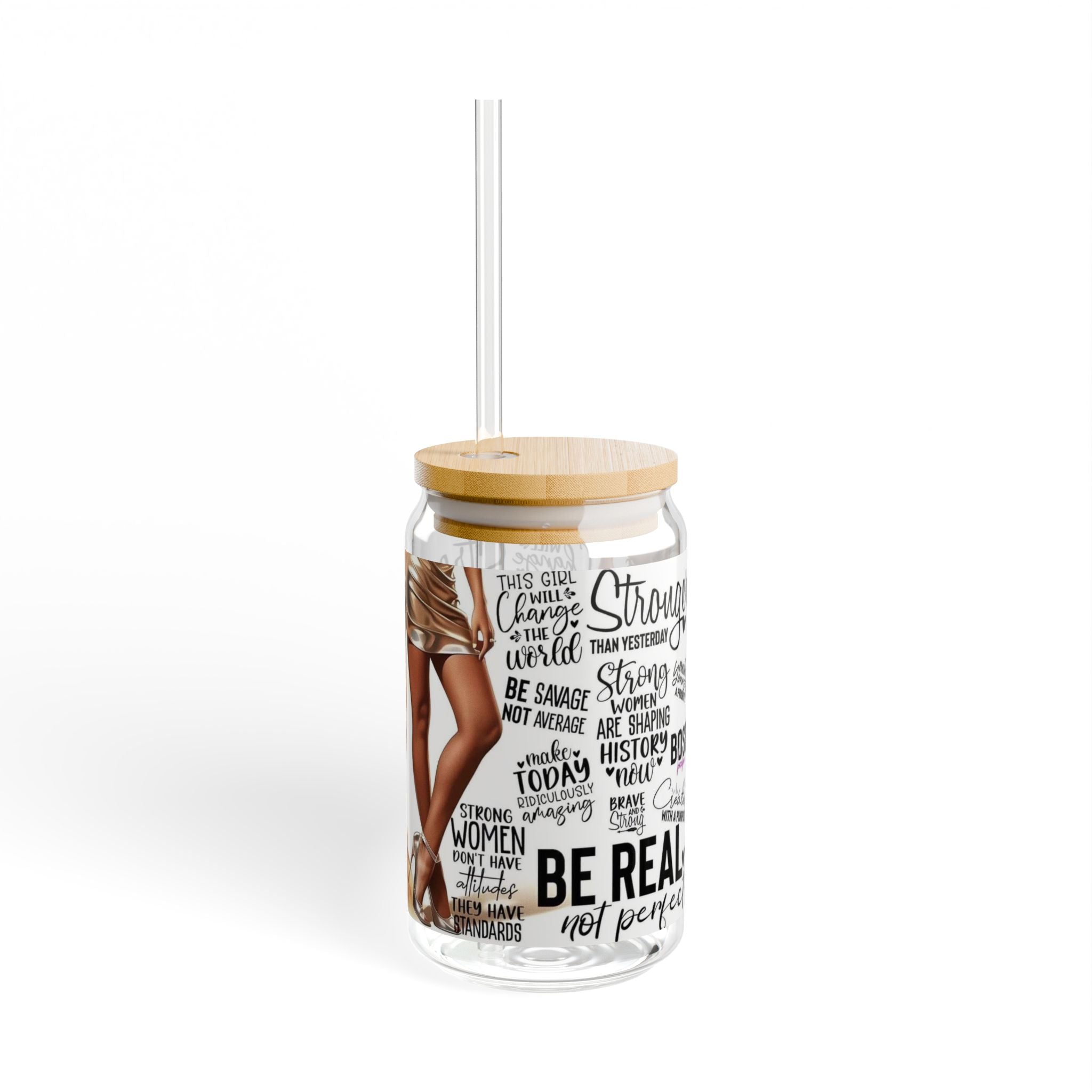 Empowering Sipper Glass - 16oz Motivational Drinkware, Ideal for Inspirational Gifts, Home Decor, Women's Empowerment, Birthdays.
