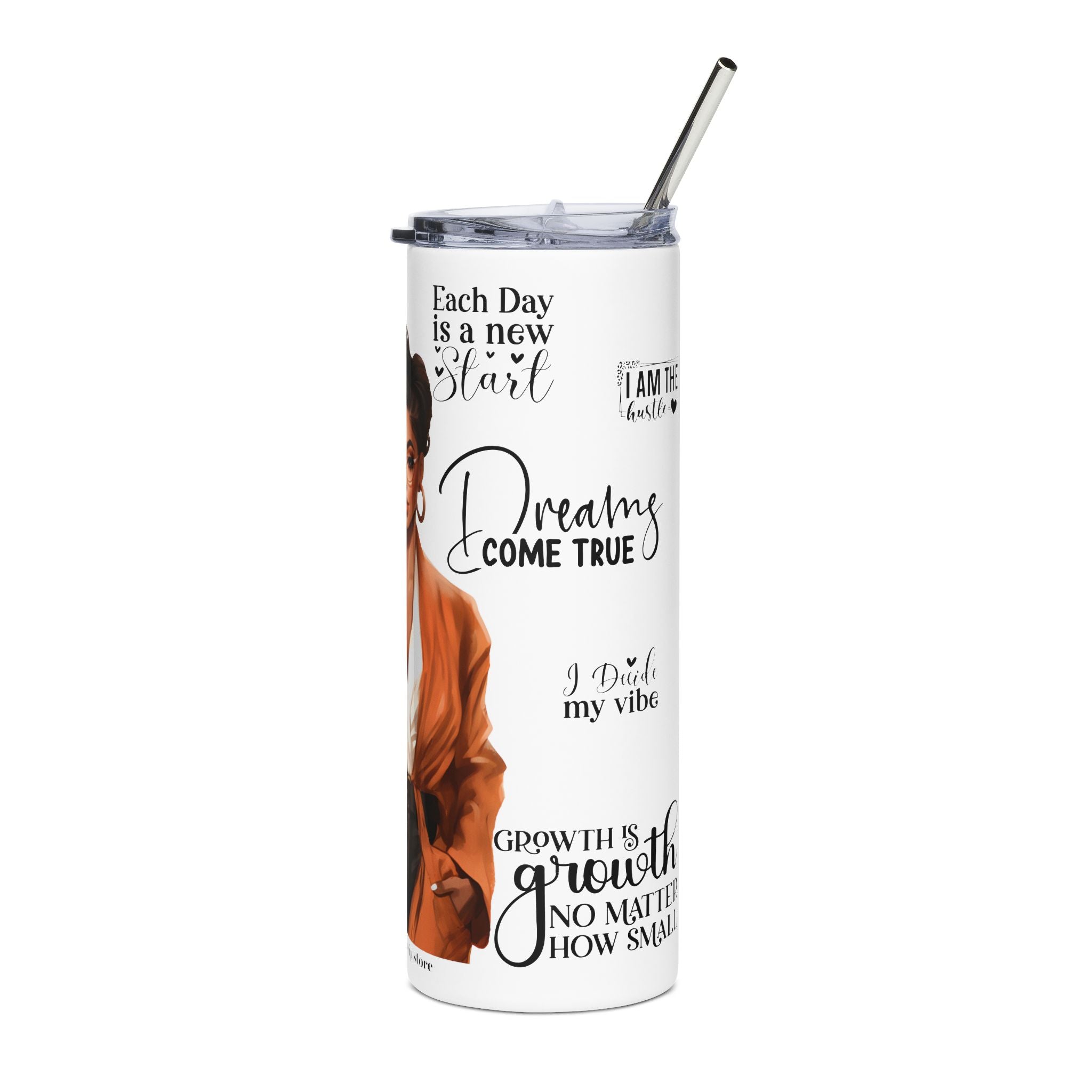 Lady Inspirational Fall Stainless Steel Tumbler, 20oz | Motivational Drinkware, Unique Gifts.