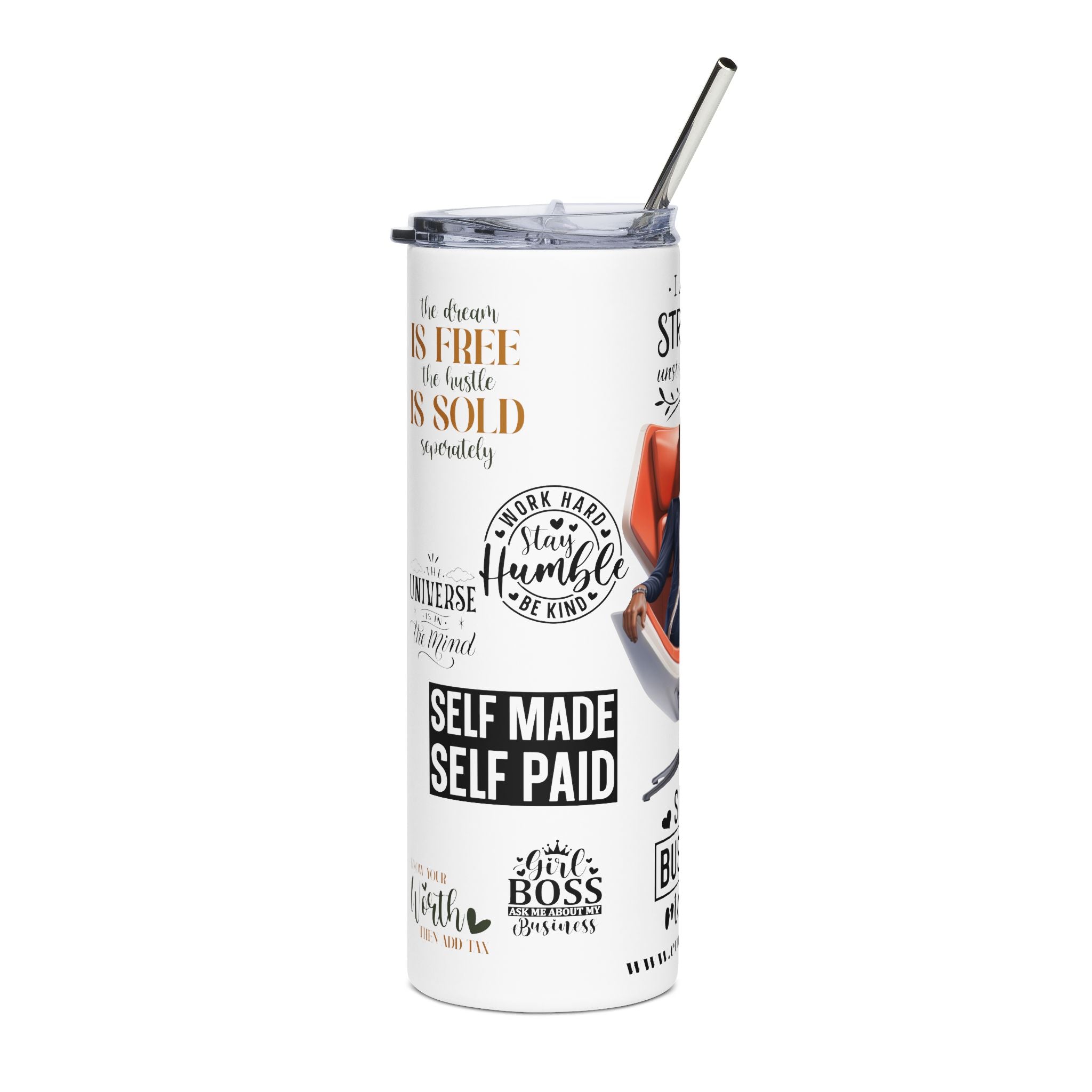 “Where Style Meets Strategy.” Stainless Steel Tumbler, 20oz | Inspirational Travel Mug, Motivational Drinkware, Office Coffee Cup, Stylish Gift, Female [...].
