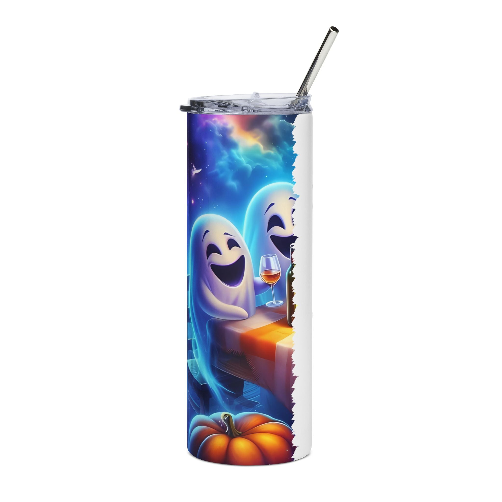 Personalized Halloween Stainless Steel Tumbler, 20oz, Custom Ghost Design, Spooky Drinkware for Parties, Fall Decor, Unique Gifts