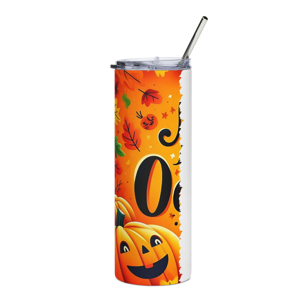 Halloween-Themed Stainless Steel Tumbler, Custom Name Travel Mug, Fall Decor Drinkware, Pumpkin Party Cup, Seasonal Gift Idea