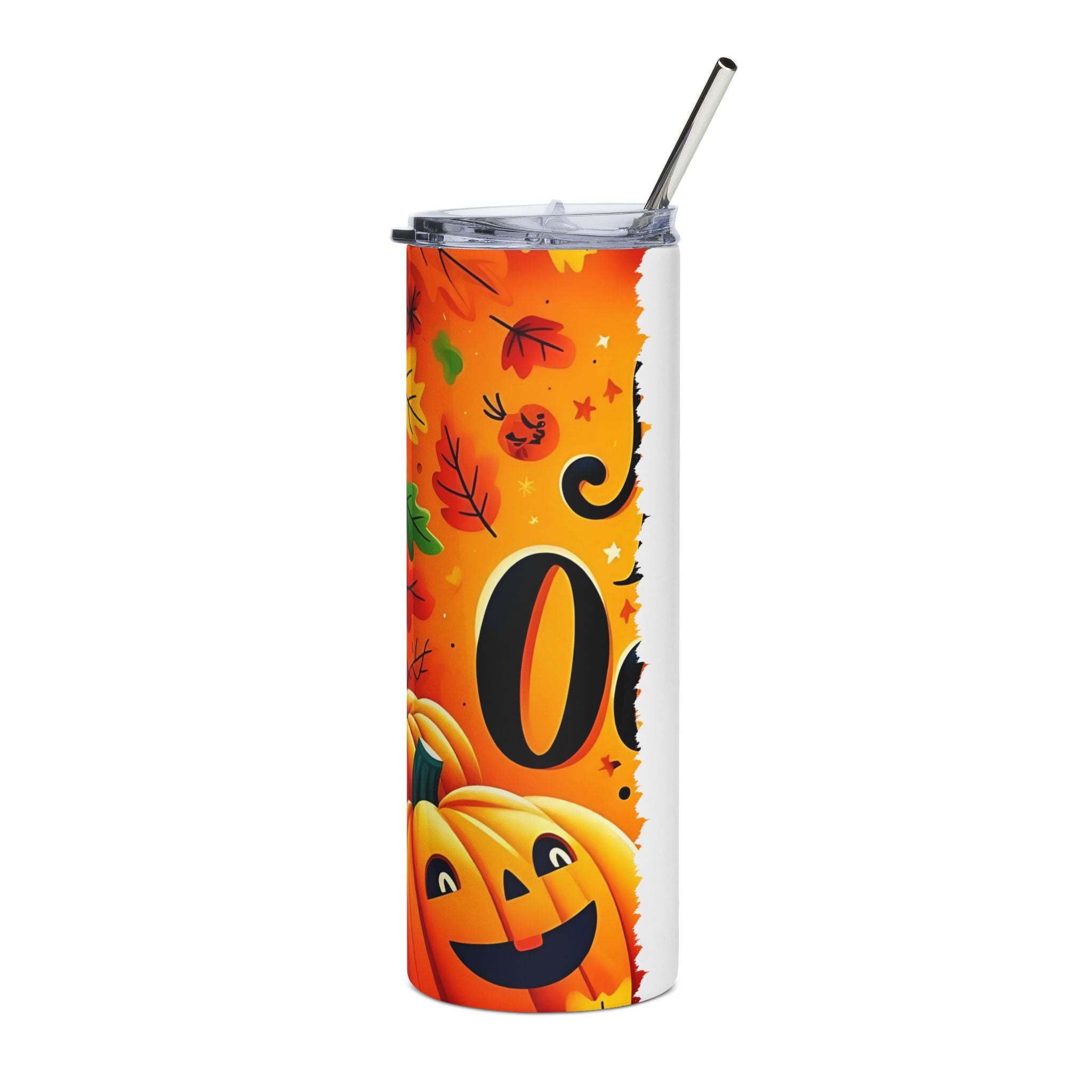 Halloween-Themed Stainless Steel Tumbler, Custom Name Travel Mug, Fall Decor Drinkware, Pumpkin Party Cup, Seasonal Gift Idea