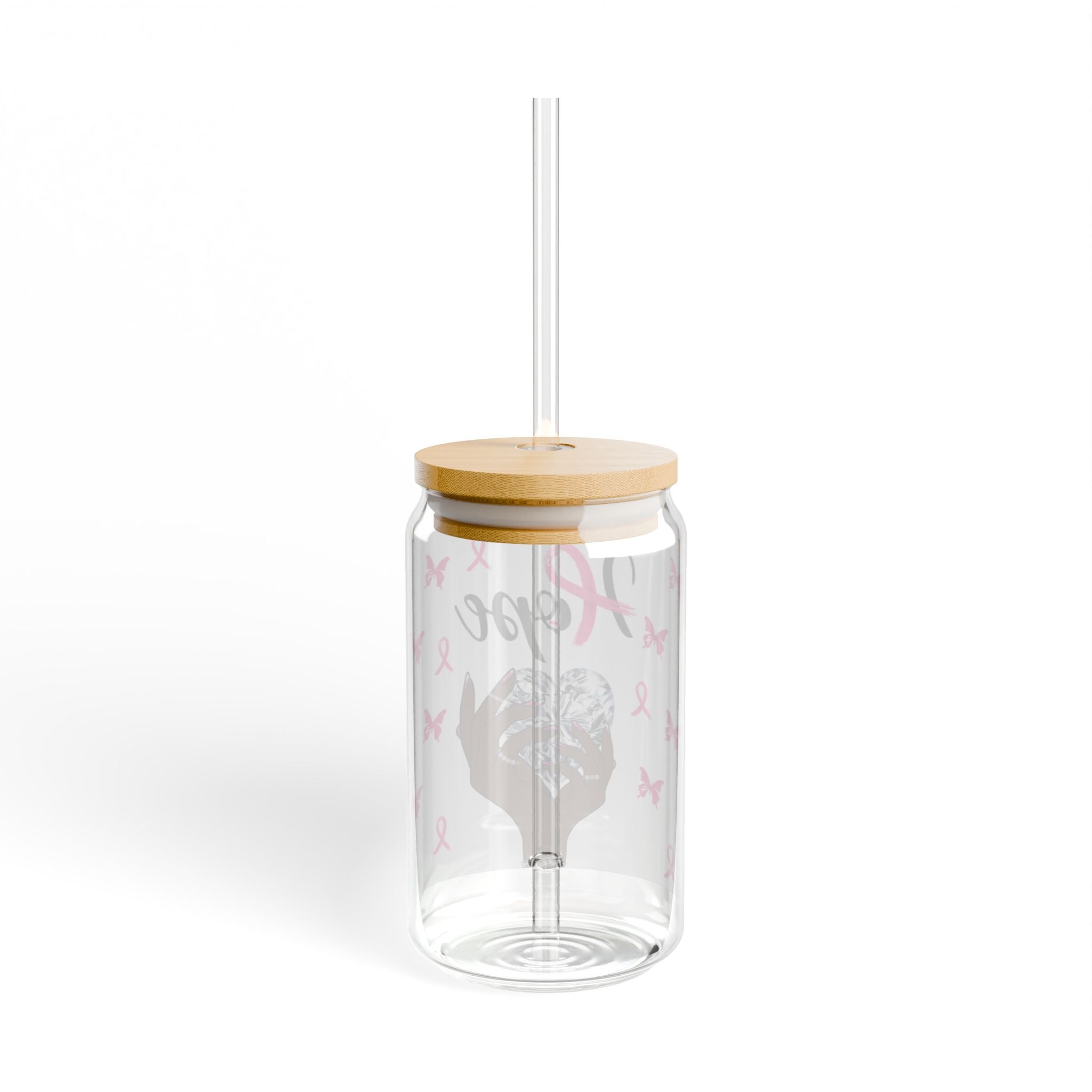 Personalized Hope & Love Sipper Glass, 16oz | Motivational Drinkware, Breast Cancer Awareness, Inspirational Gift.