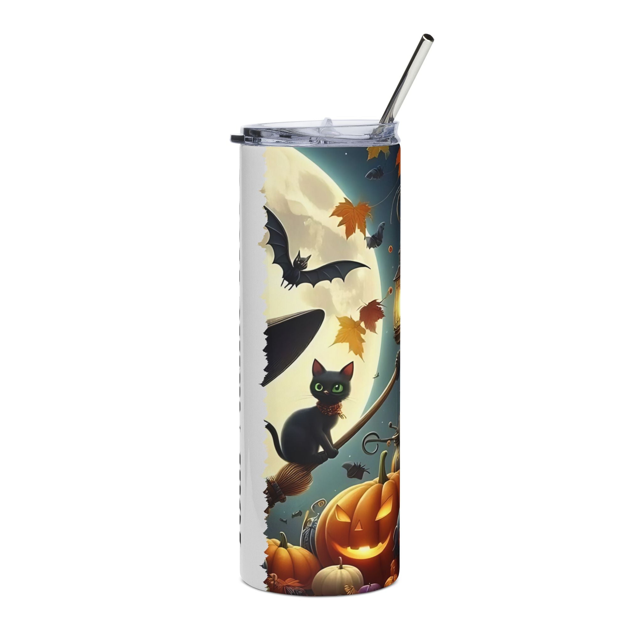 Personalized Halloween Stainless Steel Tumbler, 20oz | Customizable Travel Mug | Fall Coffee Cup | Seasonal Drinkware | Unique Gift Idea