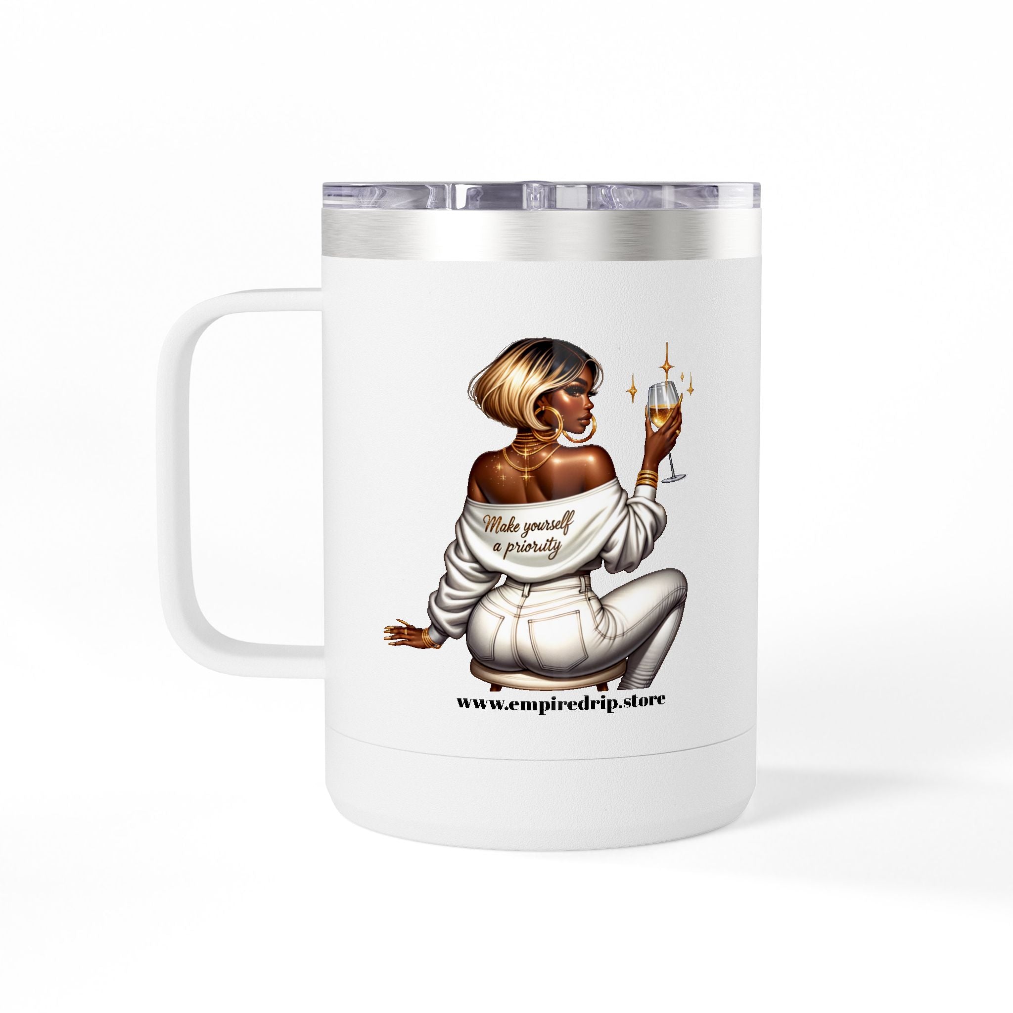 Small Business Mama Make Yourself A Priority Coffee Mug Tumbler - 15oz, Gift for Coffee Lovers.