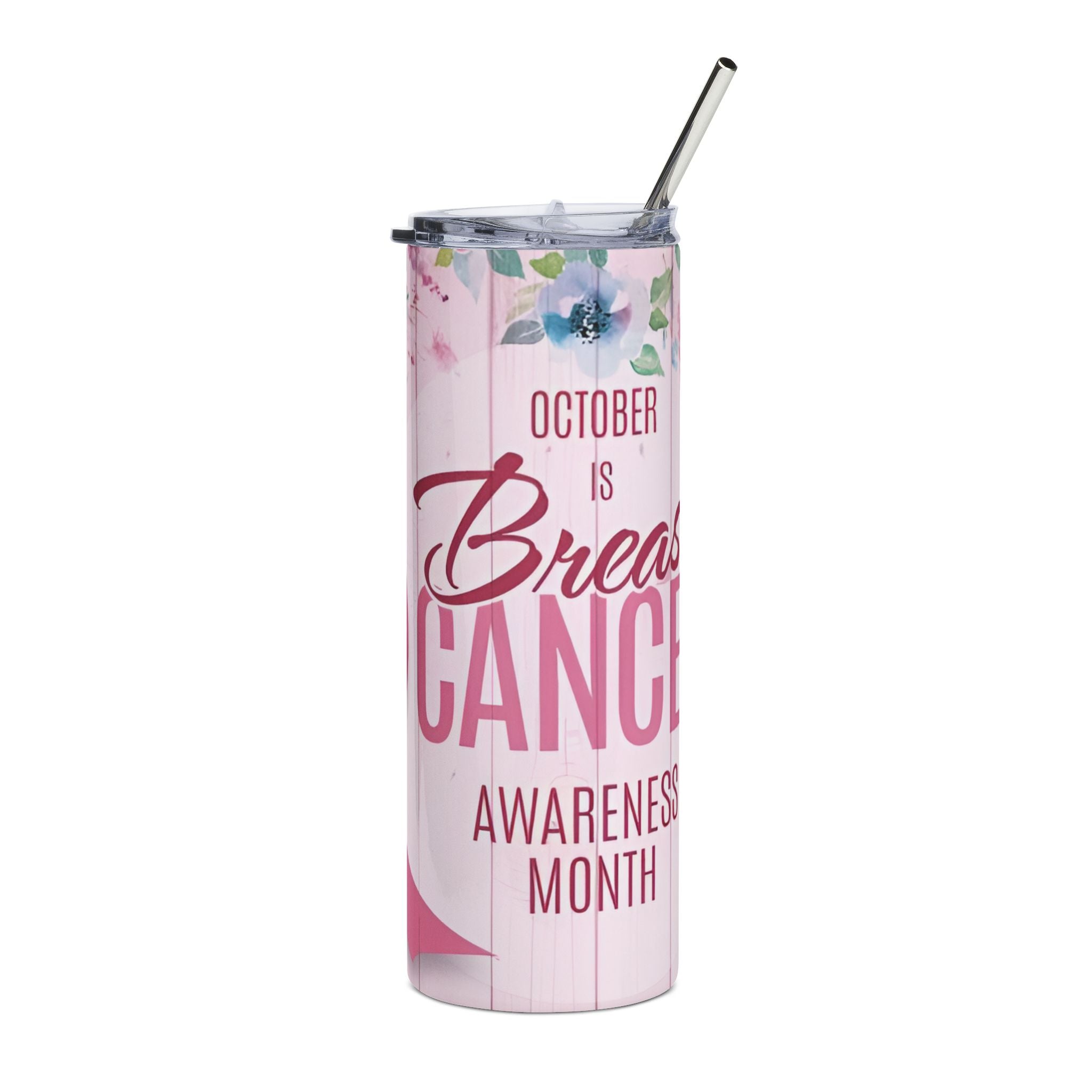 Personalized Breast Cancer Awareness Tumbler, 20oz Stainless Steel, Motivational Drinkware for October, Gift for Support and Awareness.