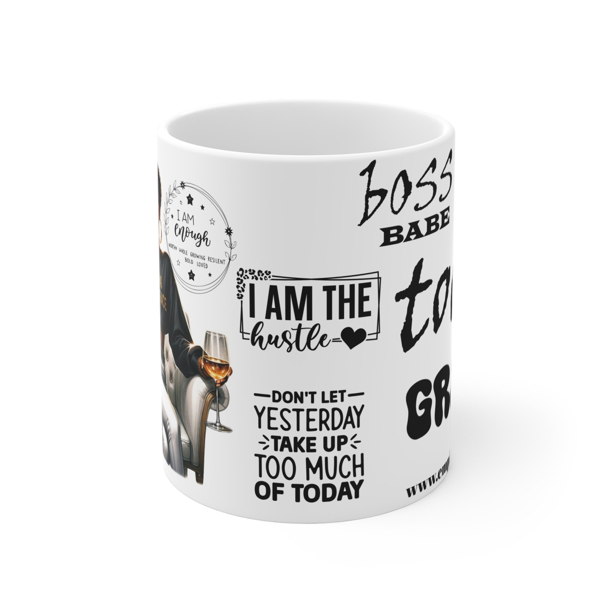 Empowered Woman Mug, Elegant Coffee Cup, Inspirational Gift, Warm Tea Mug, Motivational Home Decor.
