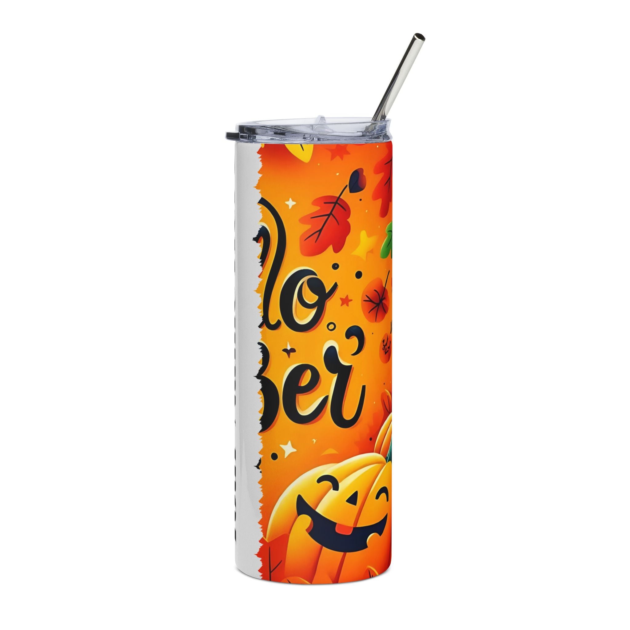 Halloween-Themed Stainless Steel Tumbler, Custom Name Travel Mug, Fall Decor Drinkware, Pumpkin Party Cup, Seasonal Gift Idea
