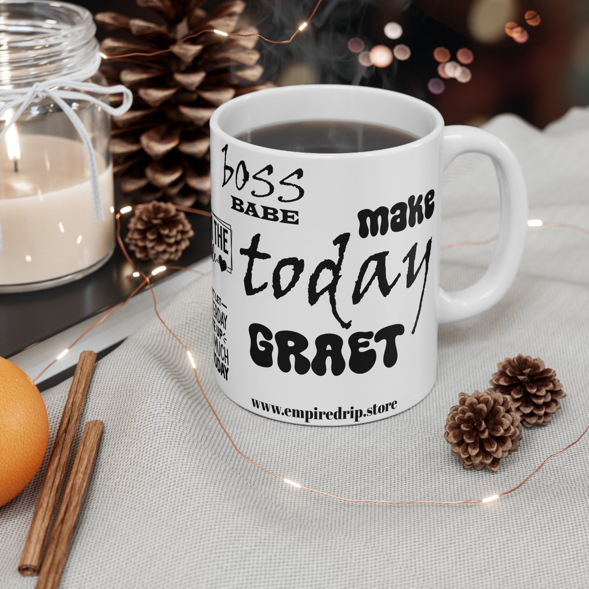 Empowered Woman Mug, Elegant Coffee Cup, Inspirational Gift, Warm Tea Mug, Motivational Home Decor.