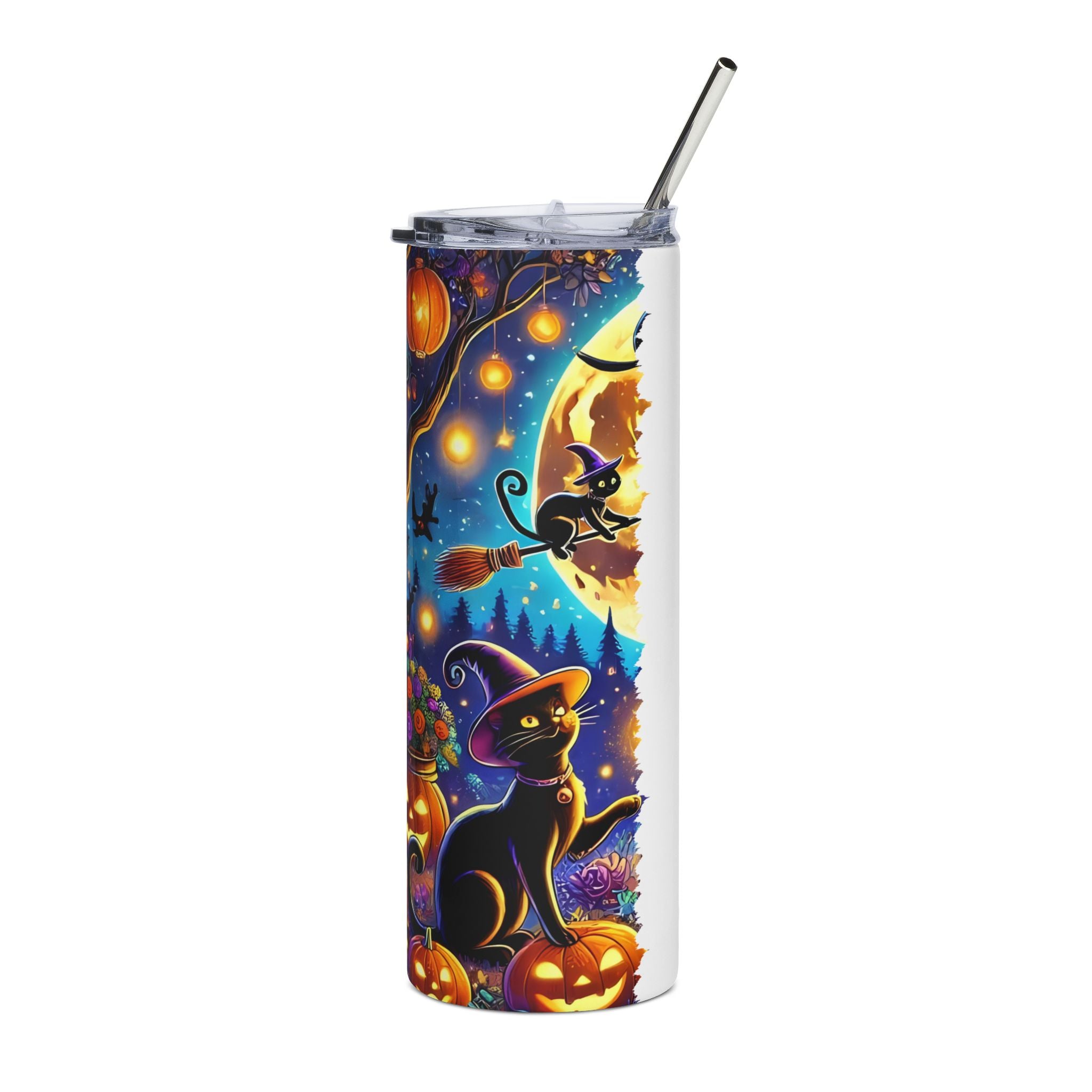 Spooky Cat Halloween Tumbler | Personalized Stainless Steel Travel Mug for Hot or Cold Beverages | Gifts for Cat Lovers, Halloween [...]