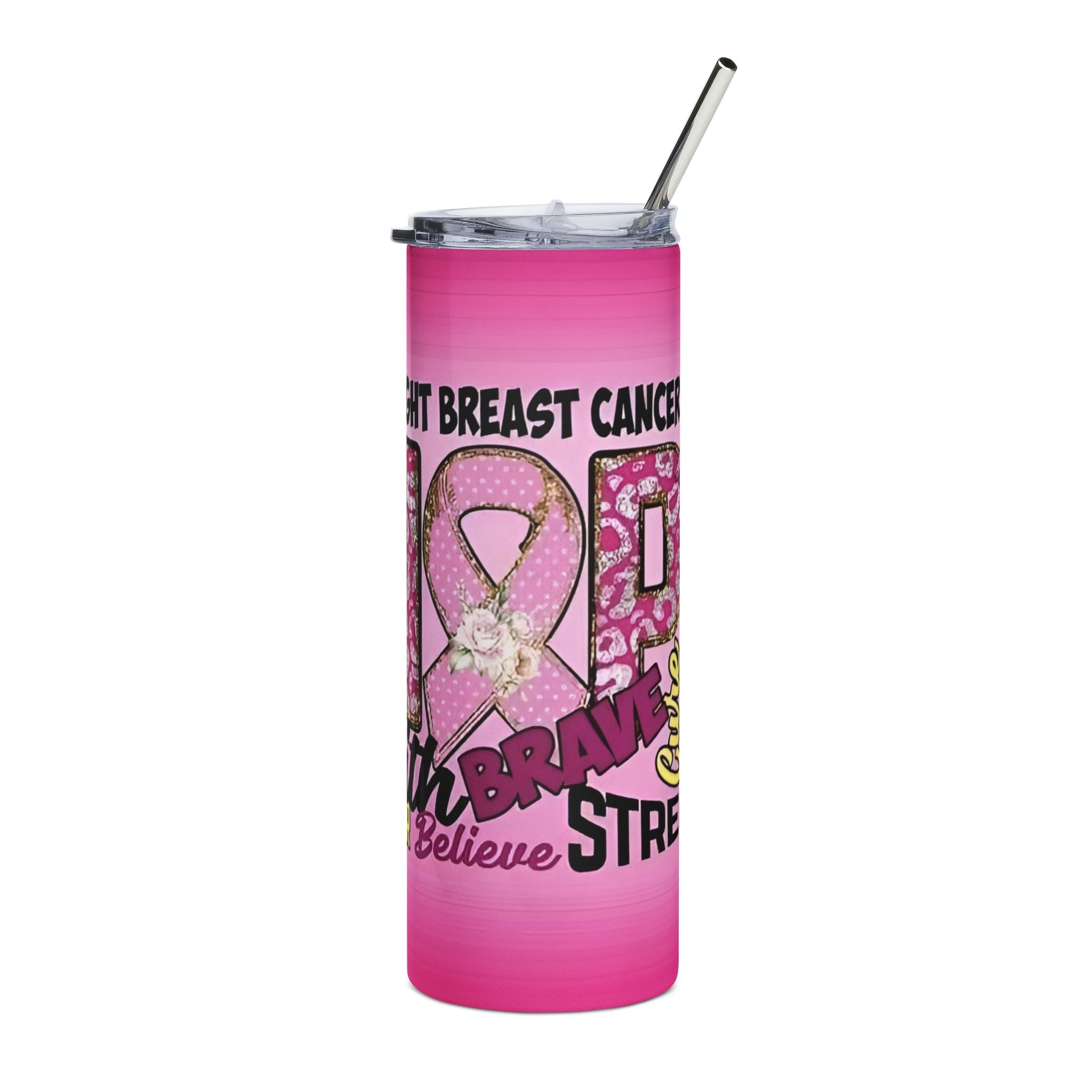 Personalized Stylish Breast Cancer Awareness Tumbler | 20oz | Fight Cancer, Support Breast Cancer, Awareness Month.