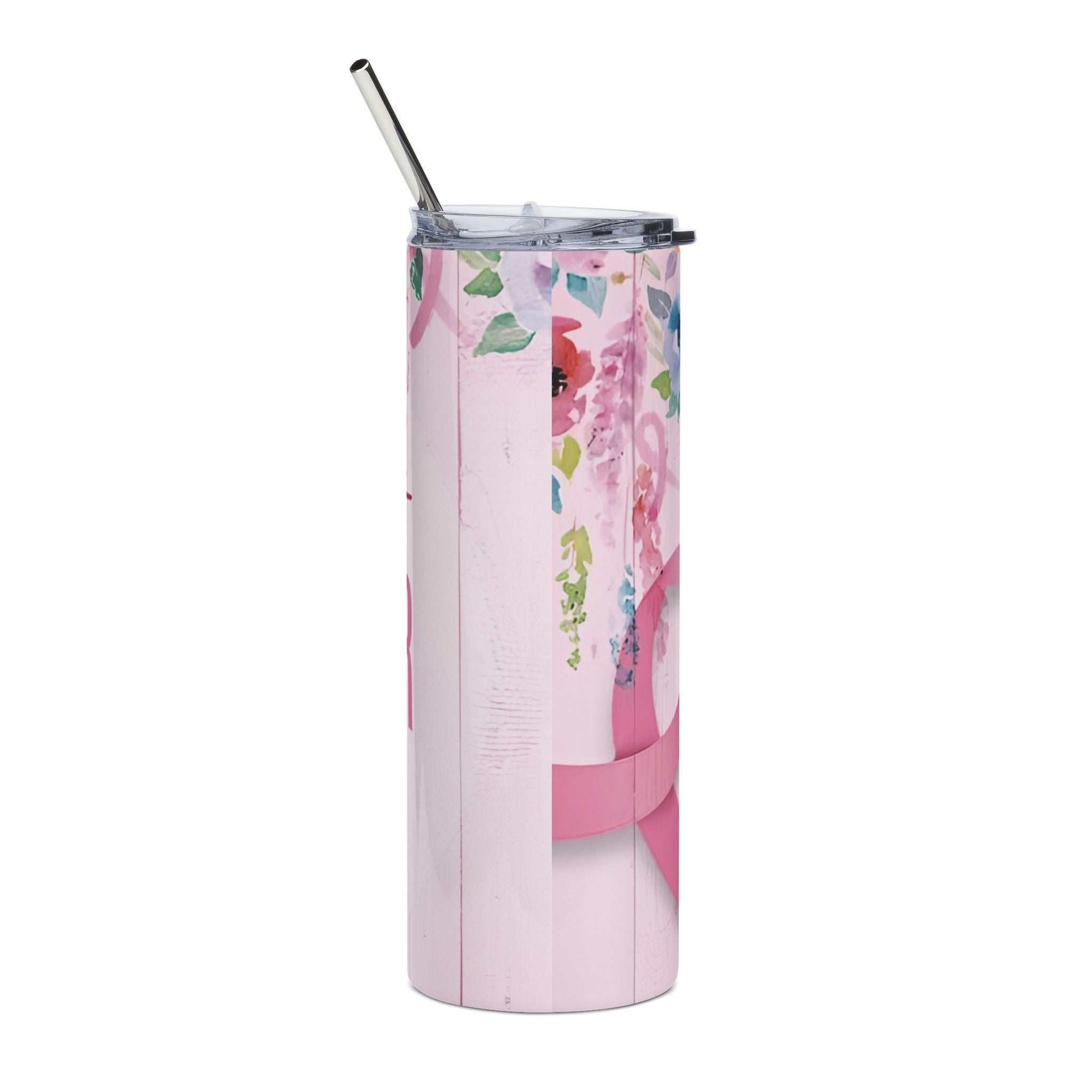 Personalized Breast Cancer Awareness Tumbler, 20oz Stainless Steel, Motivational Drinkware for October, Gift for Support and Awareness.