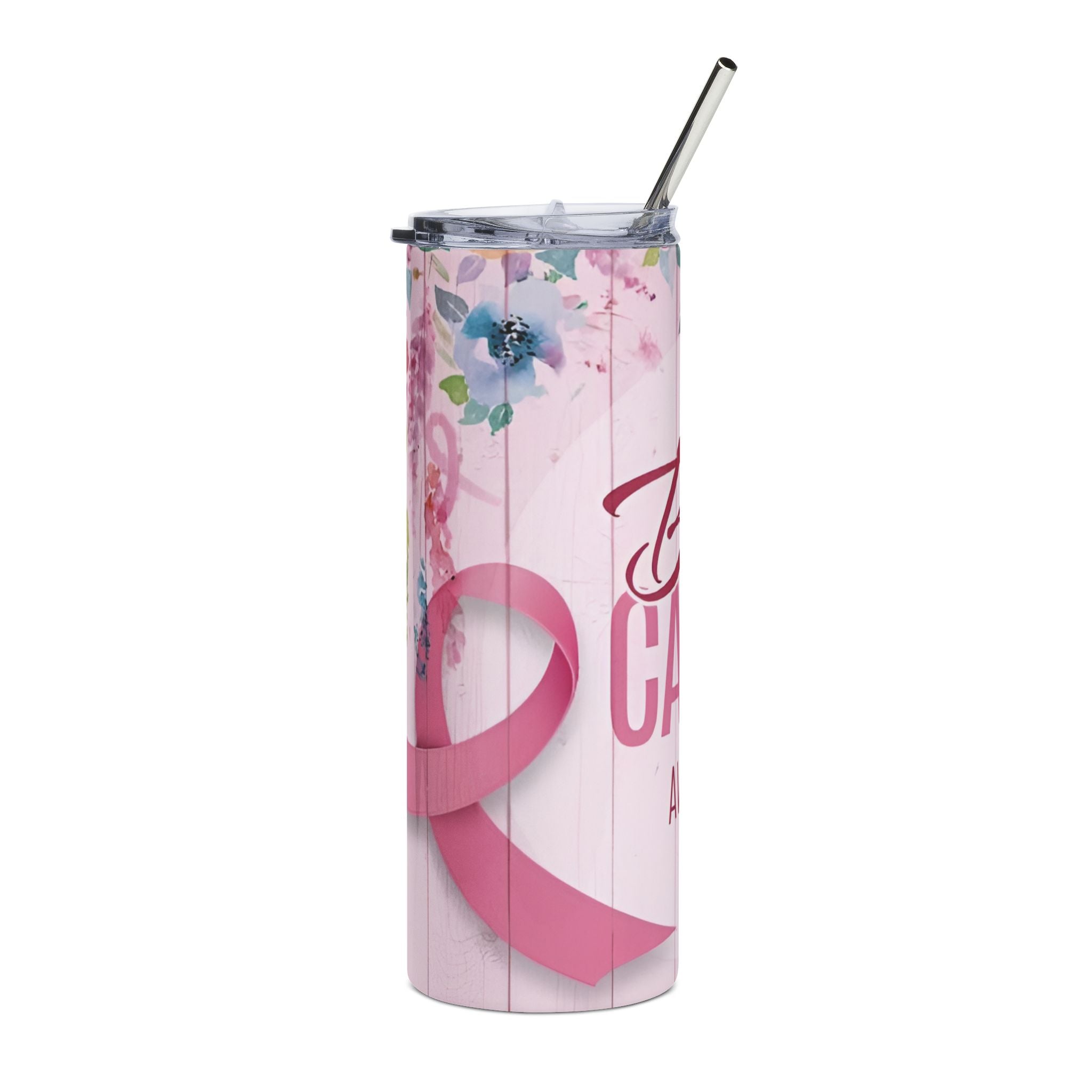 Personalized Breast Cancer Awareness Tumbler, 20oz Stainless Steel, Motivational Drinkware for October, Gift for Support and Awareness.