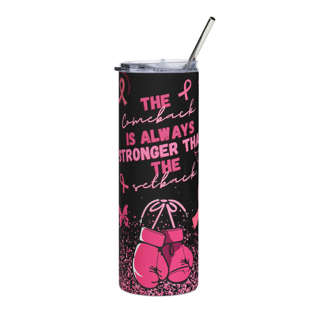 Empowering Pink Ribbon Tumbler, 20oz Stainless Steel Drinkware for Cancer Awareness, Perfect Gift for Fighters, Survivors & [...].