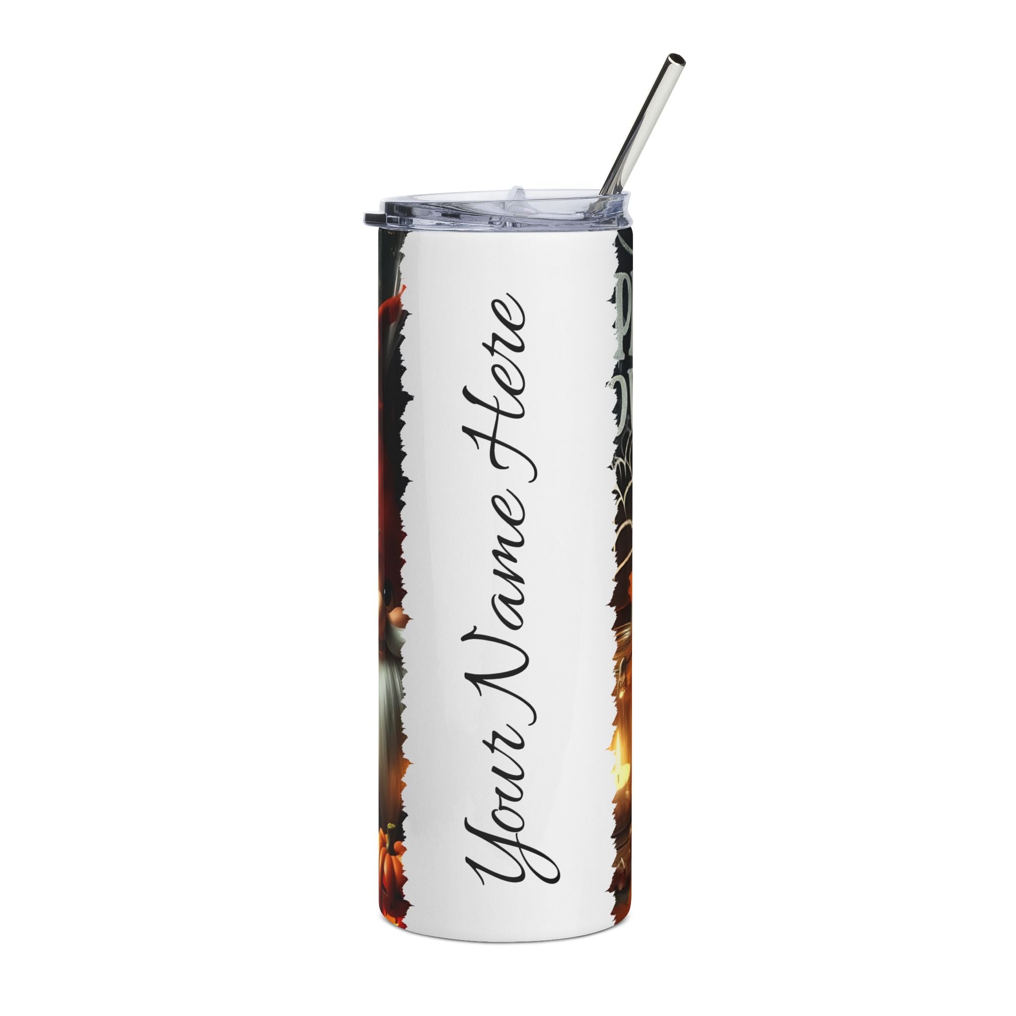 Personalized Halloween Gnome Tumbler | Custom 20oz Stainless Steel Drinkware, Gift for Fall, Spooky Season, Home Decor, Treat Yourself