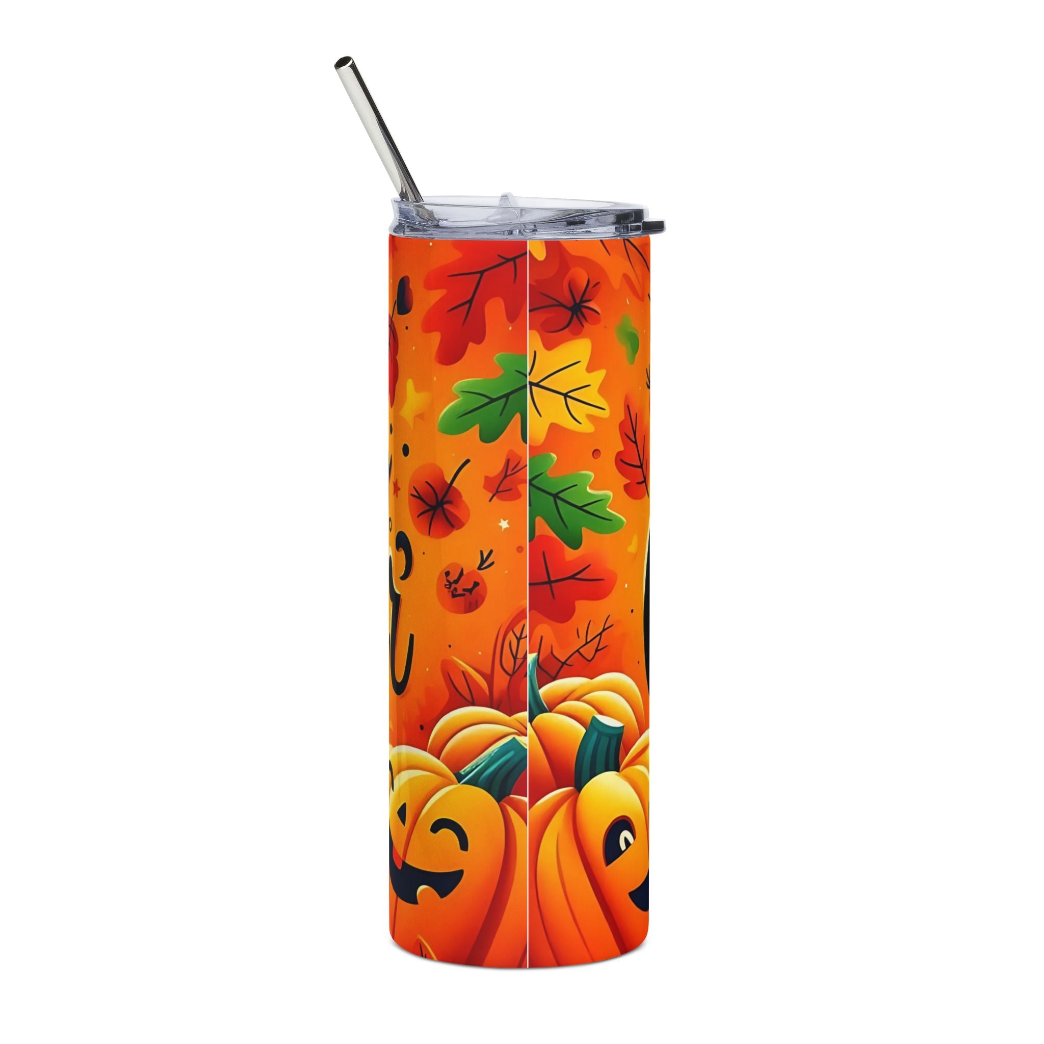 Halloween-Themed Stainless Steel Tumbler, Custom Name Travel Mug, Fall Decor Drinkware, Pumpkin Party Cup, Seasonal Gift Idea