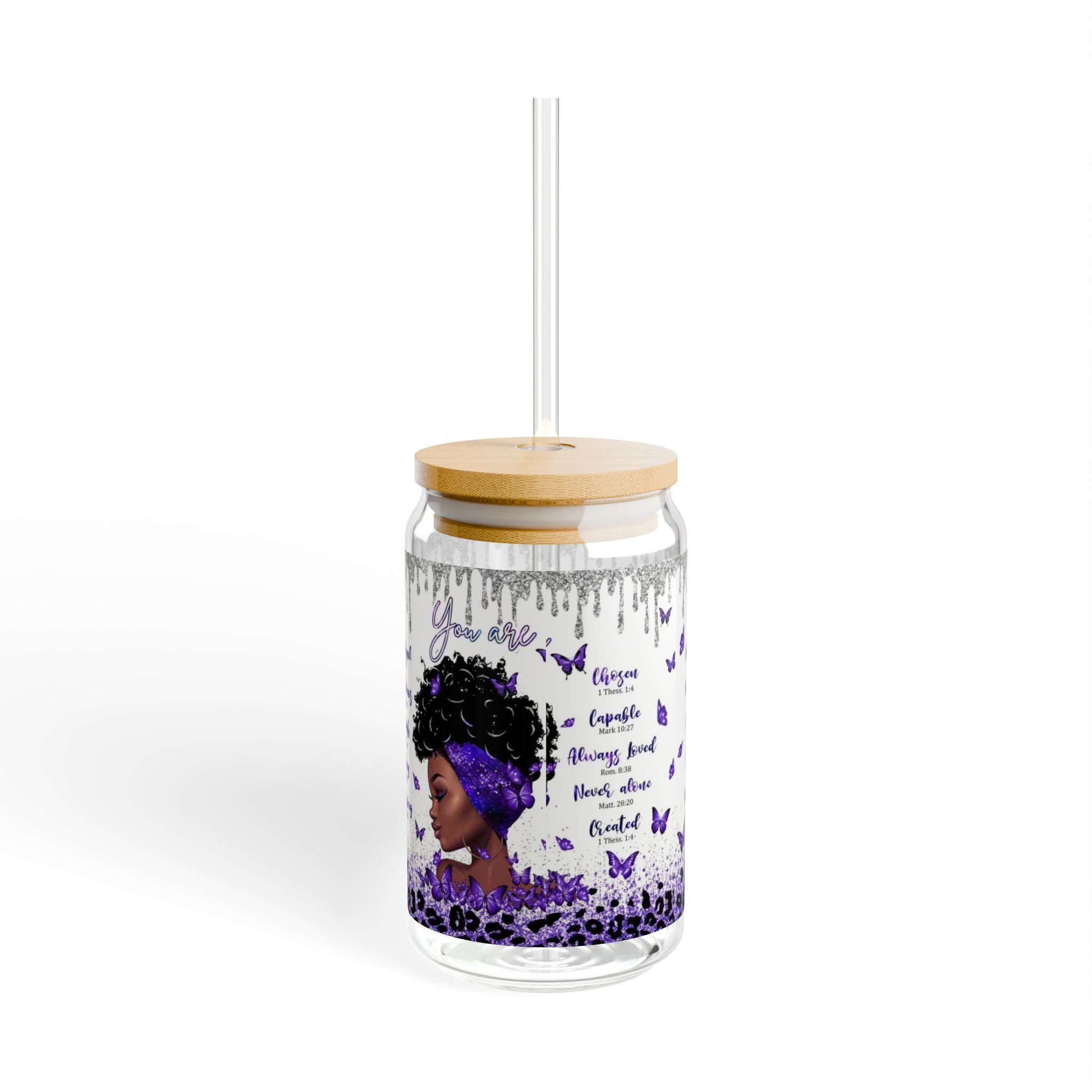 Empowering Butterfly Sipper Glass, 16oz - Inspirational Quotes, Reusable Drinkware for Gifts, Eco-Friendly Mug, Perfect for Self-Care [...].