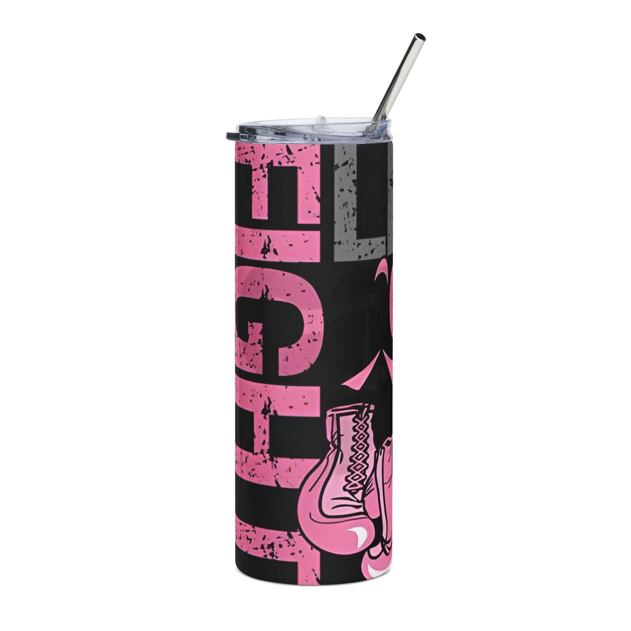 Breast Cancer Awareness Stainless Steel Tumbler, Personalized Gift, Pink Ribbon Insulated Cup, Custom Name Mug, Charity Support Drinkware.