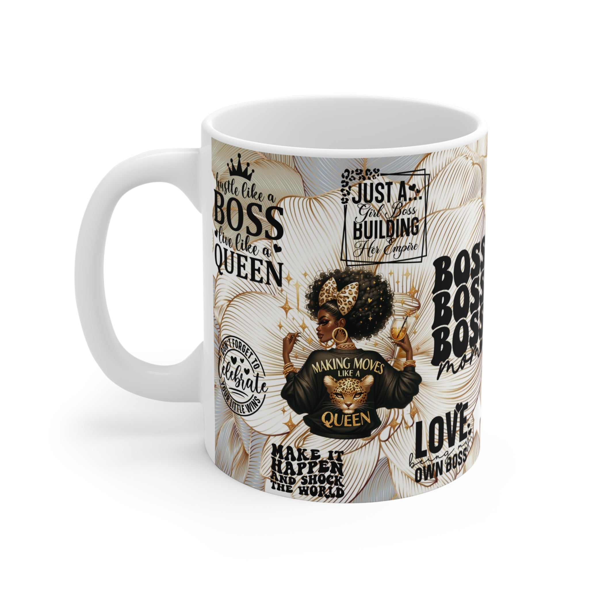 Hustle Like A Boss Live Like A Queen Empowering Boss Mug - Motivational Coffee Cup for Entrepreneurs.