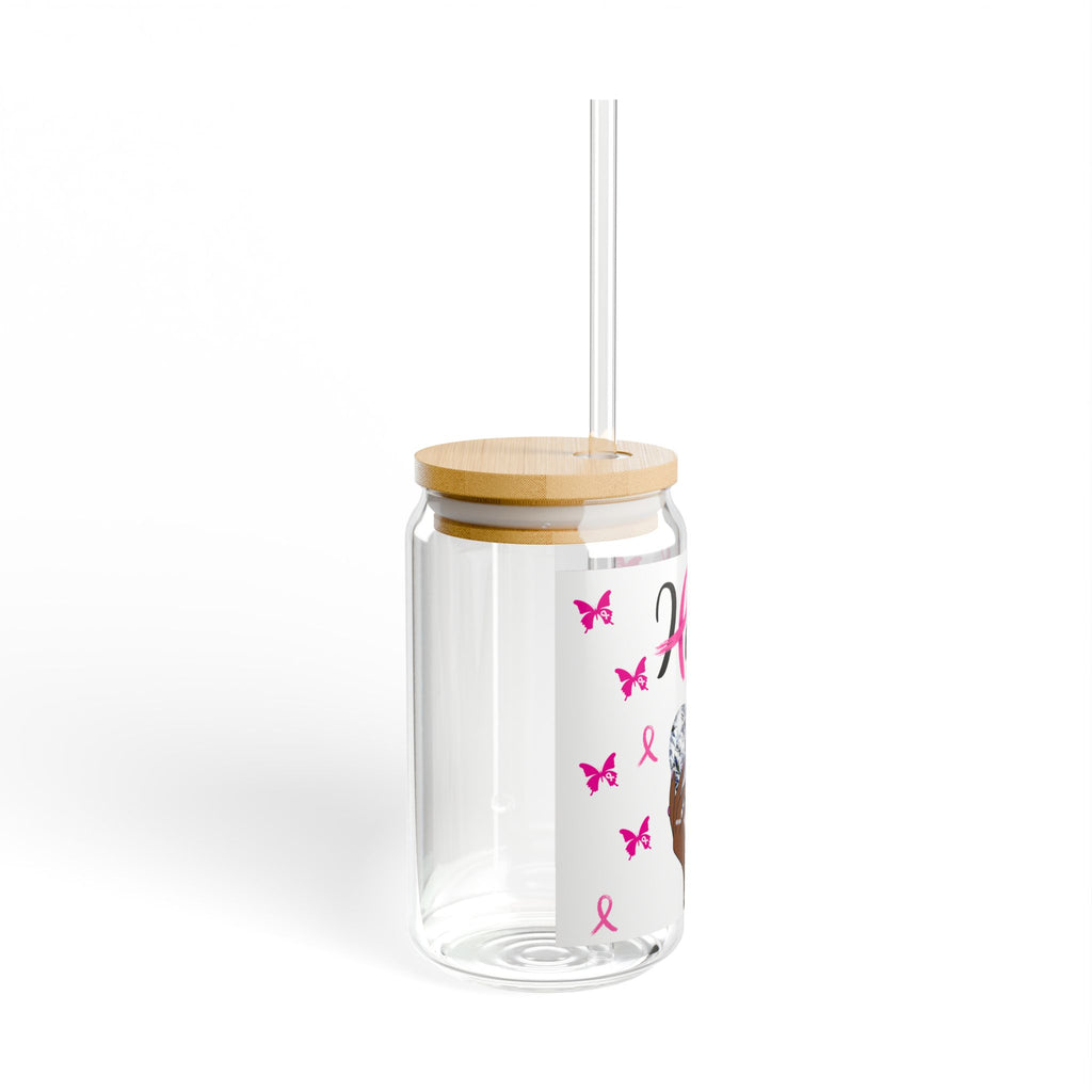 Personalized Hope & Love Sipper Glass, 16oz | Motivational Drinkware, Breast Cancer Awareness, Inspirational Gift.