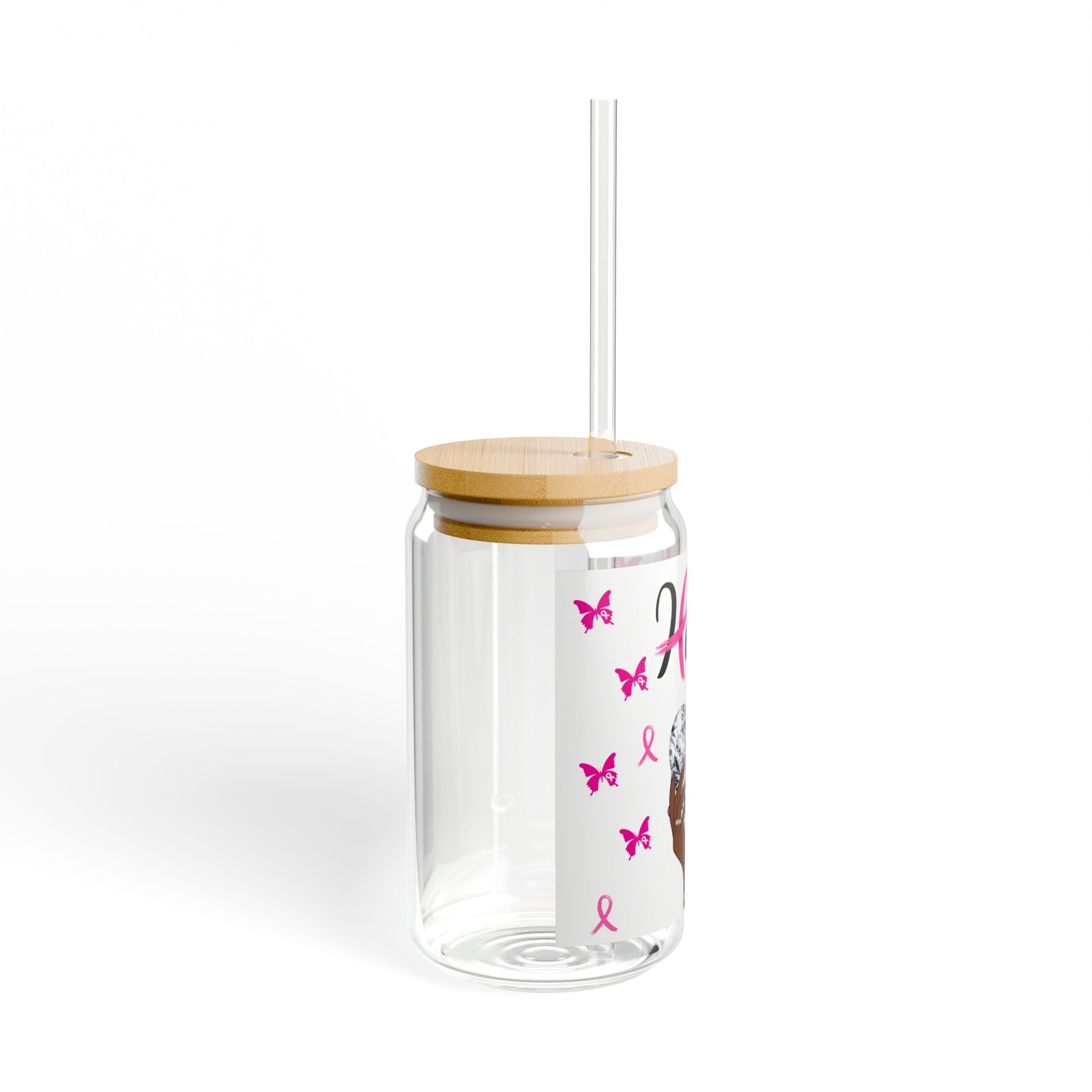 Personalized Hope & Love Sipper Glass, 16oz | Motivational Drinkware, Breast Cancer Awareness, Inspirational Gift.
