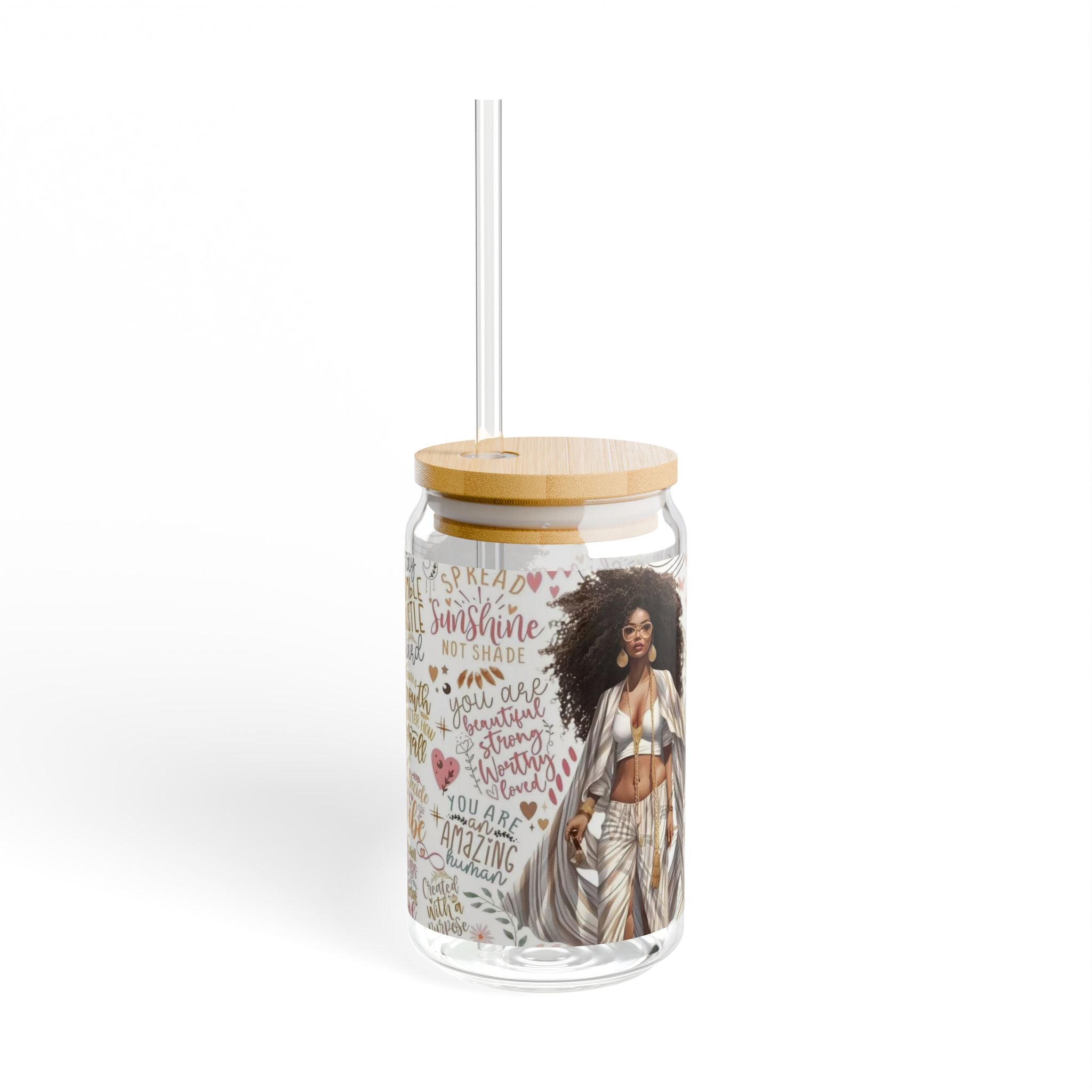 Empowering Sipper Glass, Inspirational Drinkware for Daydreams, Motivational Gifts, Affirmation, Home Decor, Unique Glassware.