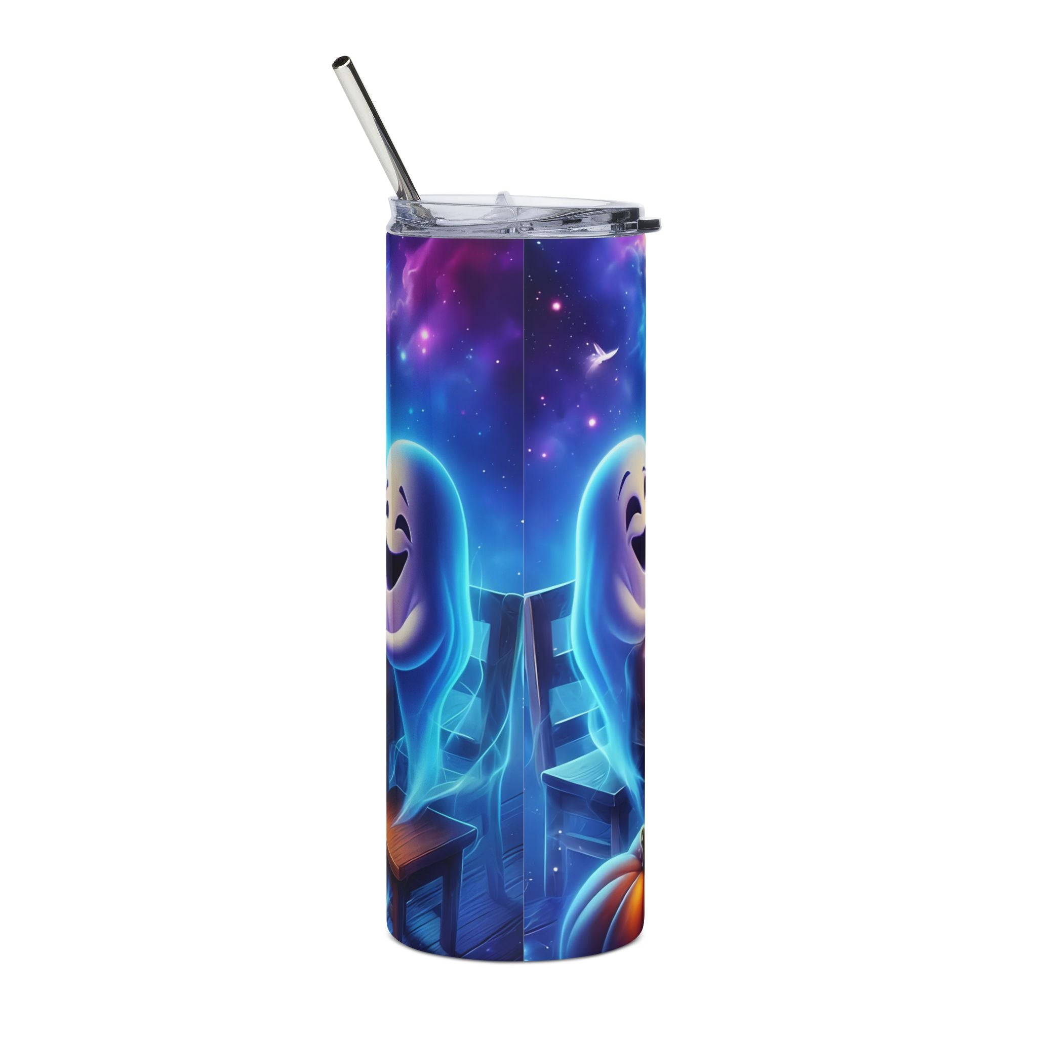 Personalized Halloween Stainless Steel Tumbler, 20oz, Custom Ghost Design, Spooky Drinkware for Parties, Fall Decor, Unique Gifts