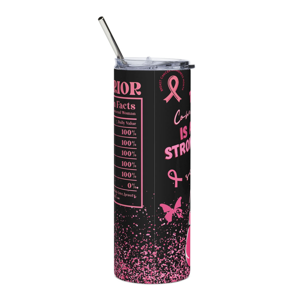Empowering Pink Ribbon Tumbler, 20oz Stainless Steel Drinkware for Cancer Awareness, Perfect Gift for Fighters, Survivors & [...].