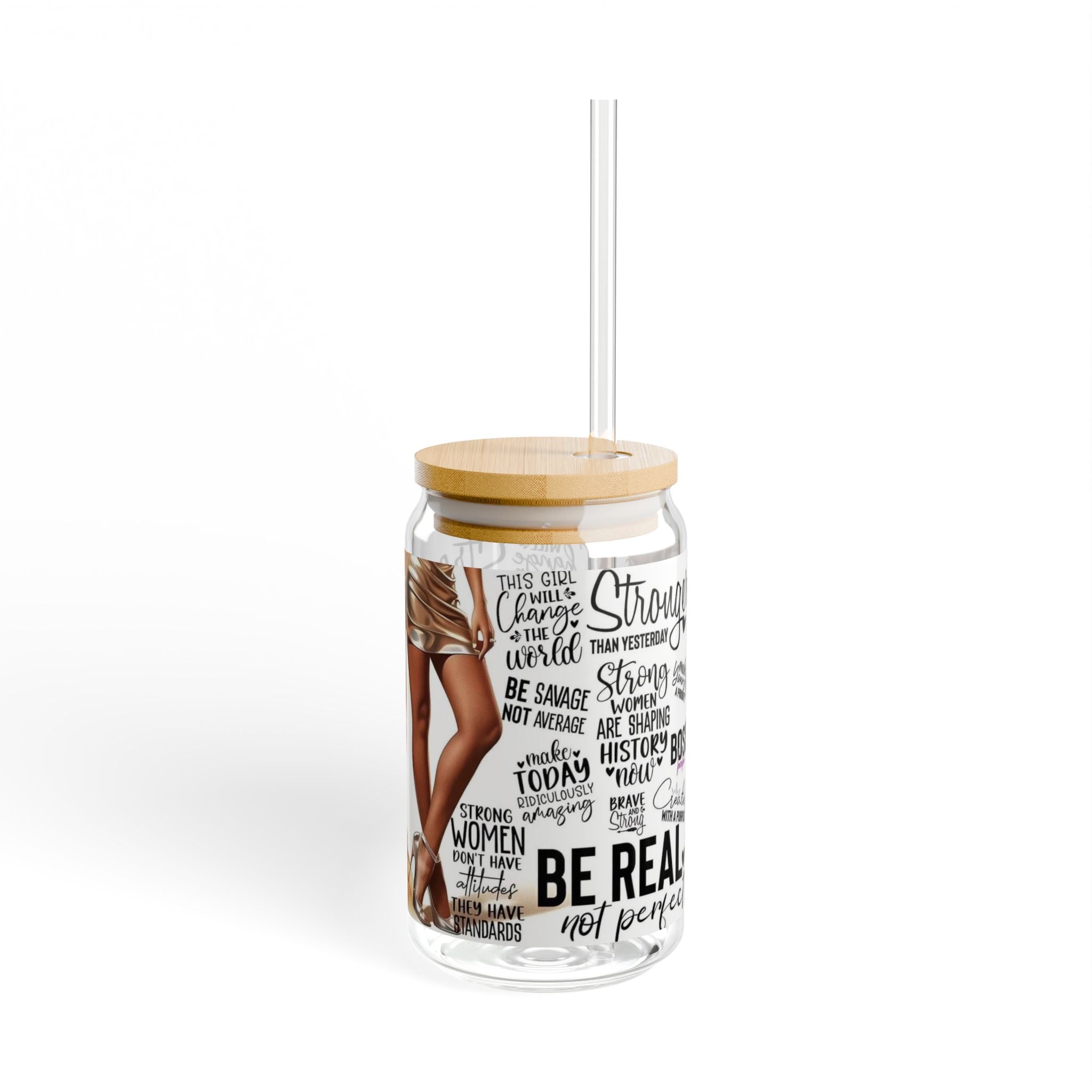 Empowering Sipper Glass - 16oz Motivational Drinkware, Ideal for Inspirational Gifts, Home Decor, Women's Empowerment, Birthdays.
