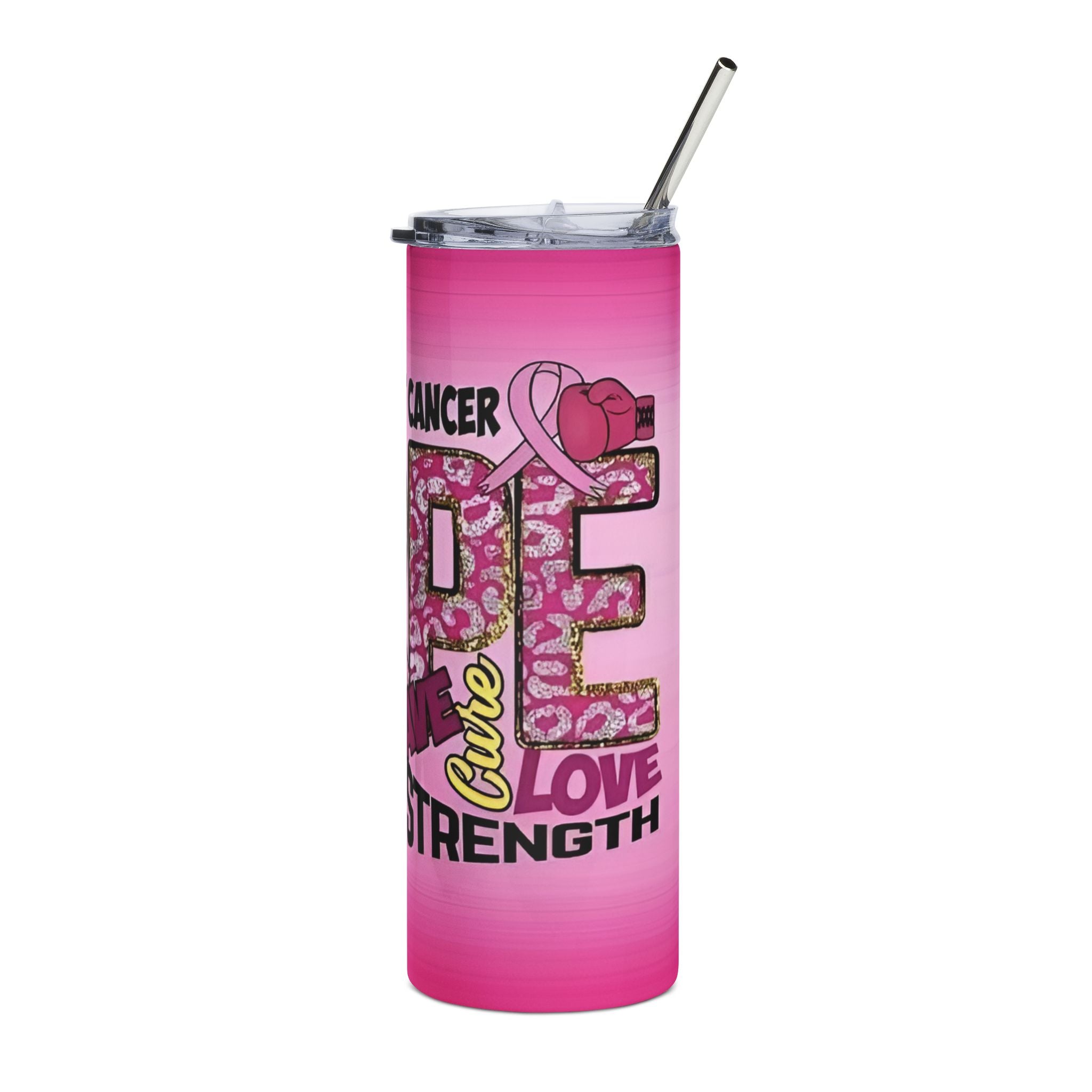Personalized Stylish Breast Cancer Awareness Tumbler | 20oz | Fight Cancer, Support Breast Cancer, Awareness Month.