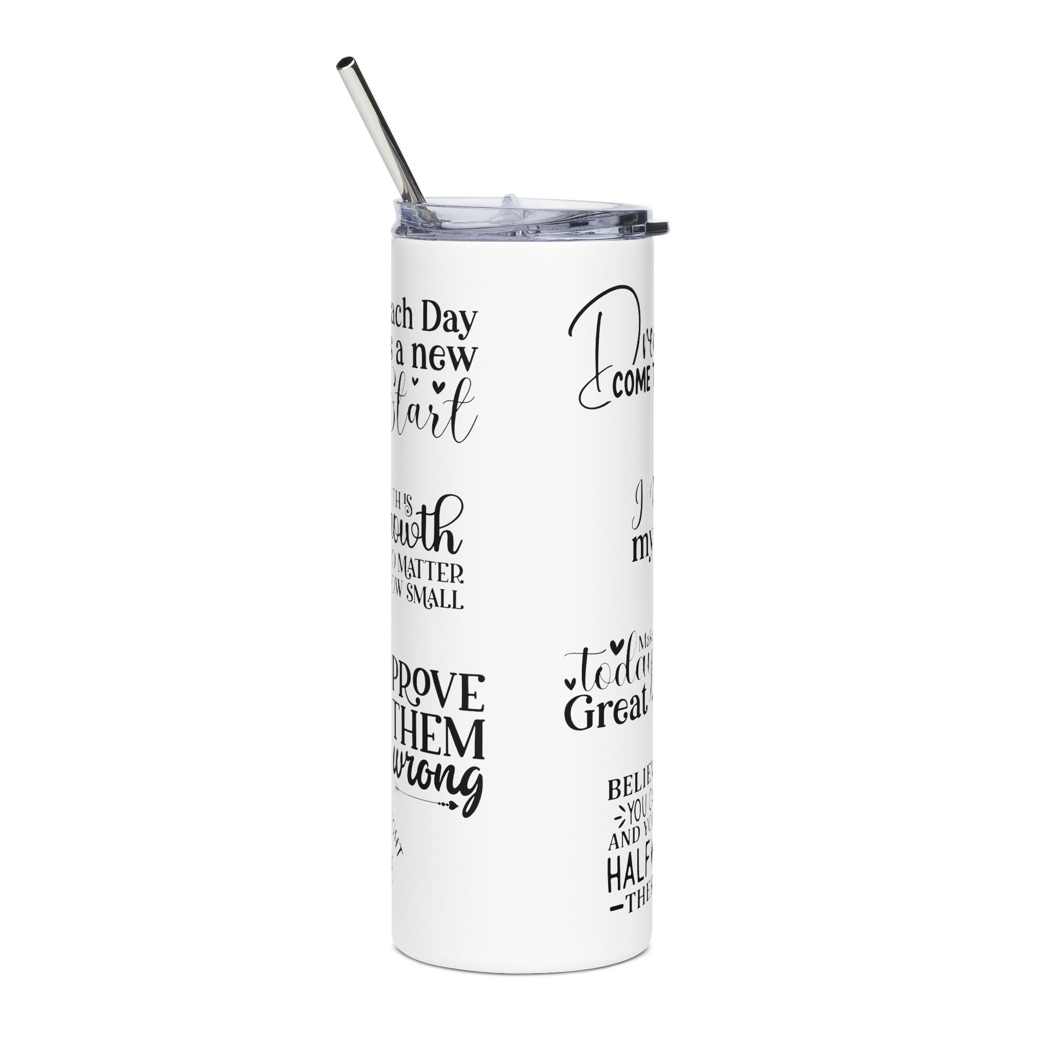 Dreamy Vibes Stainless Steel Tumbler | 20oz Travel Mug, Inspirational Drinkware, Unique Gift, Perfect for Self-Care, Coffee Lovers.
