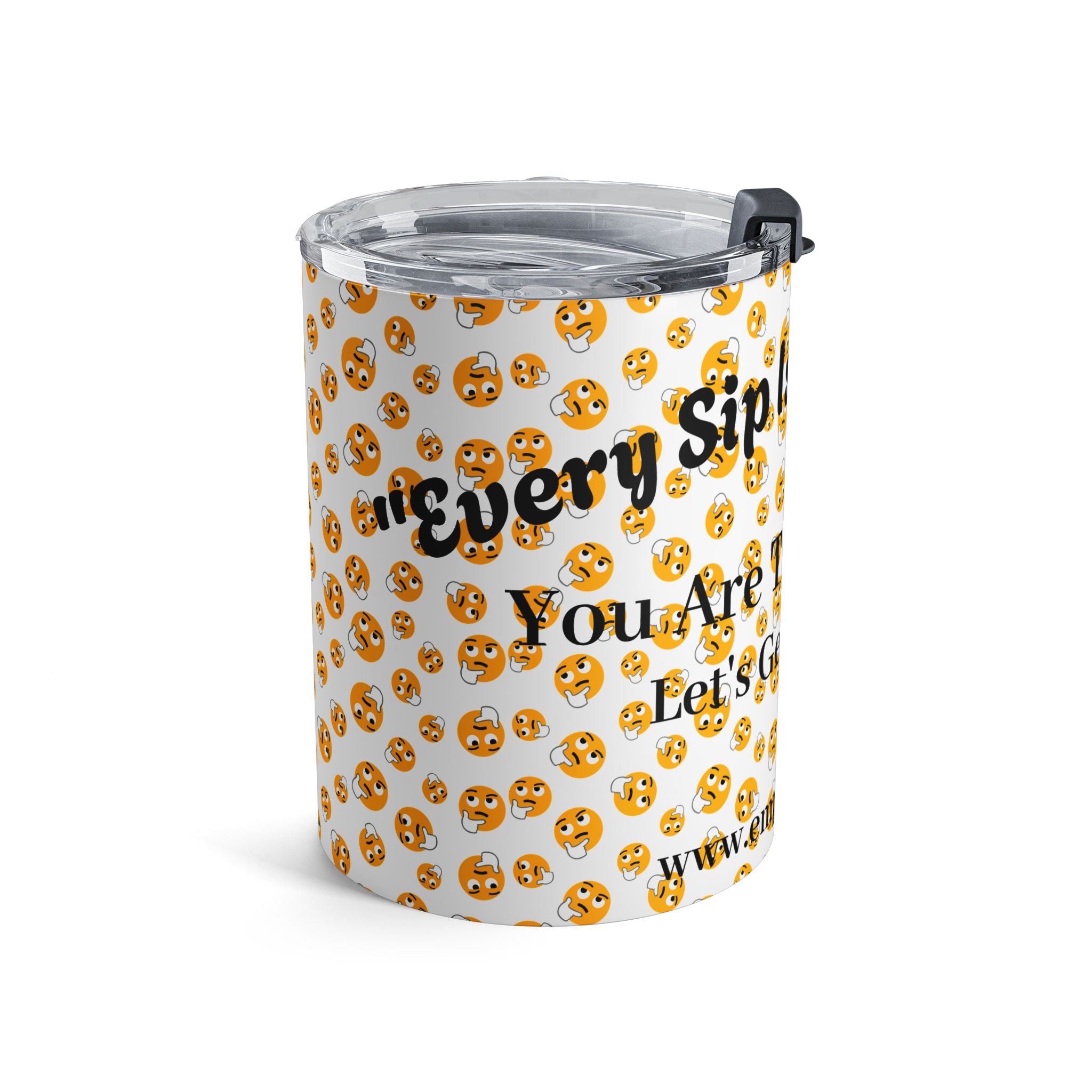 Cheerful Emoji Tumbler 10oz, Cute Drinkware Gifts for Friends, Fun Custom Cup.