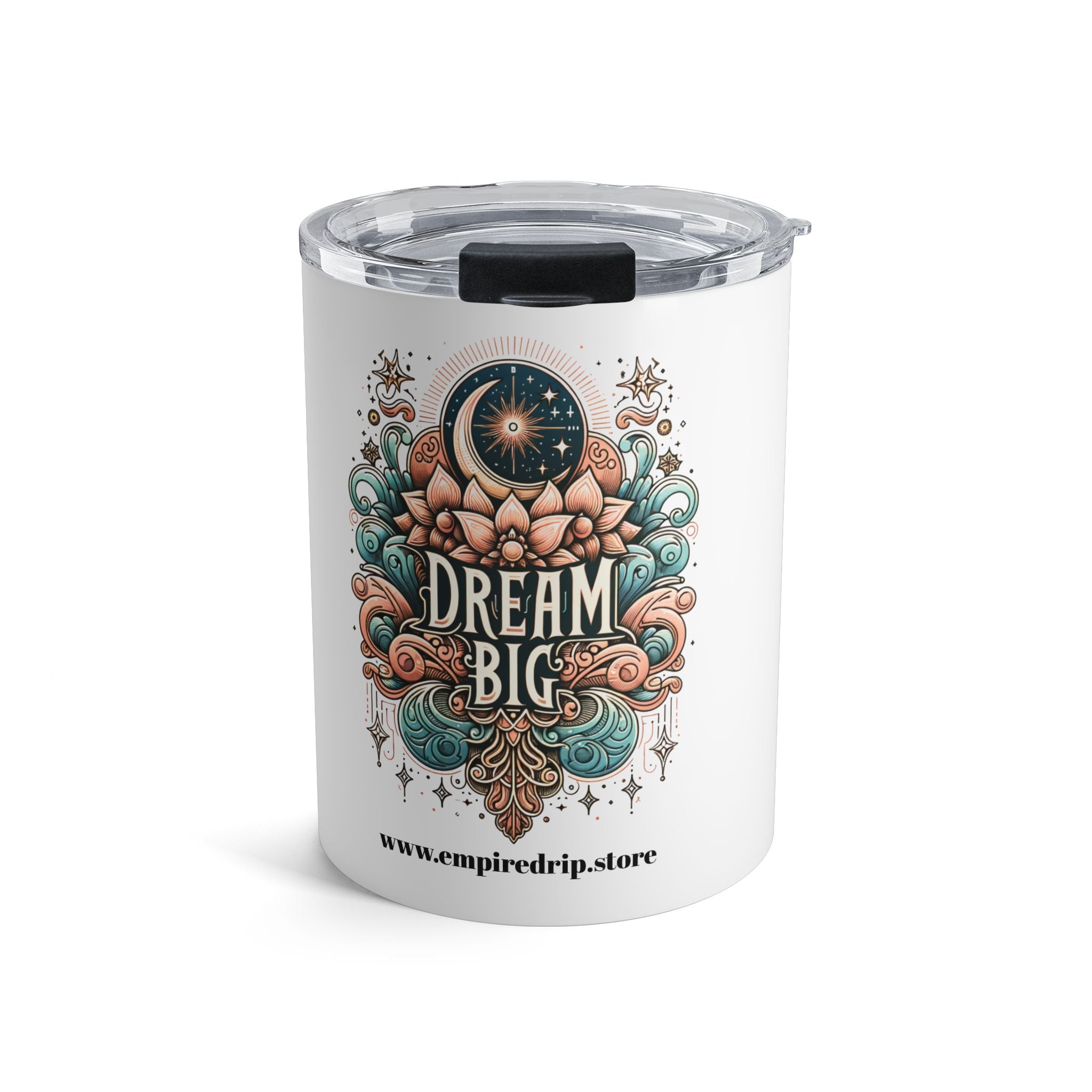 Dream Big Tumbler - Boho Floral Design, Inspirational Drinkware, Motivational Gift.