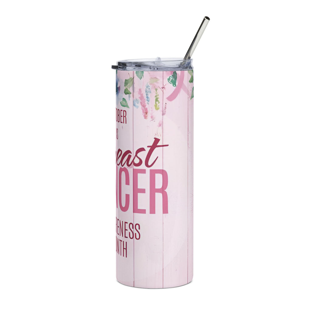 Personalized Breast Cancer Awareness Tumbler, 20oz Stainless Steel, Motivational Drinkware for October, Gift for Support and Awareness.