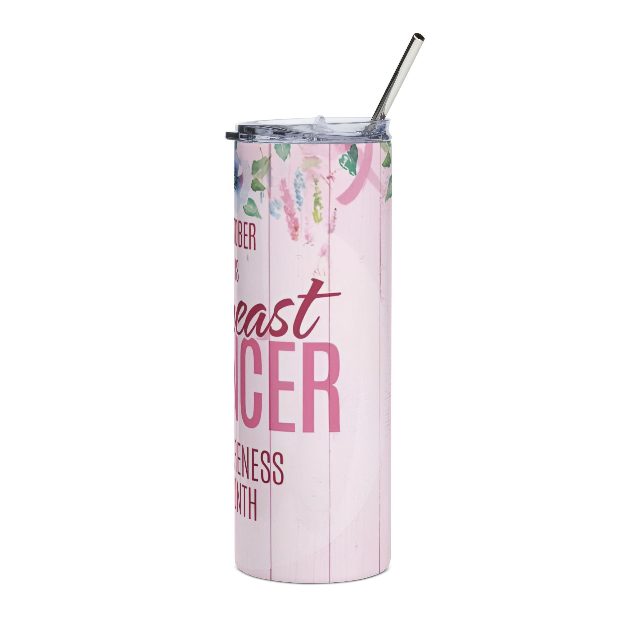 Personalized Breast Cancer Awareness Tumbler, 20oz Stainless Steel, Motivational Drinkware for October, Gift for Support and Awareness.