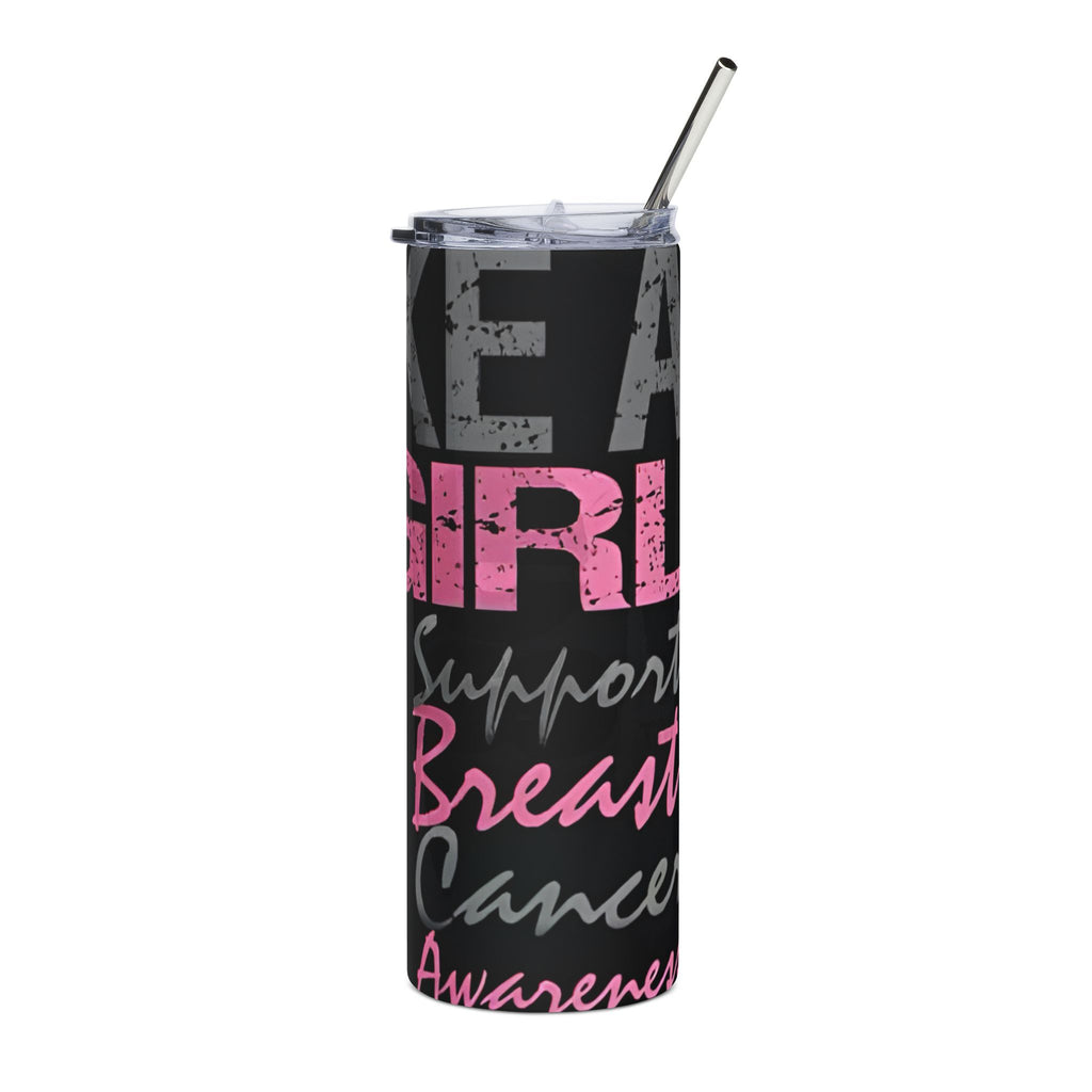 Breast Cancer Awareness Stainless Steel Tumbler, Personalized Gift, Pink Ribbon Insulated Cup, Custom Name Mug, Charity Support Drinkware.