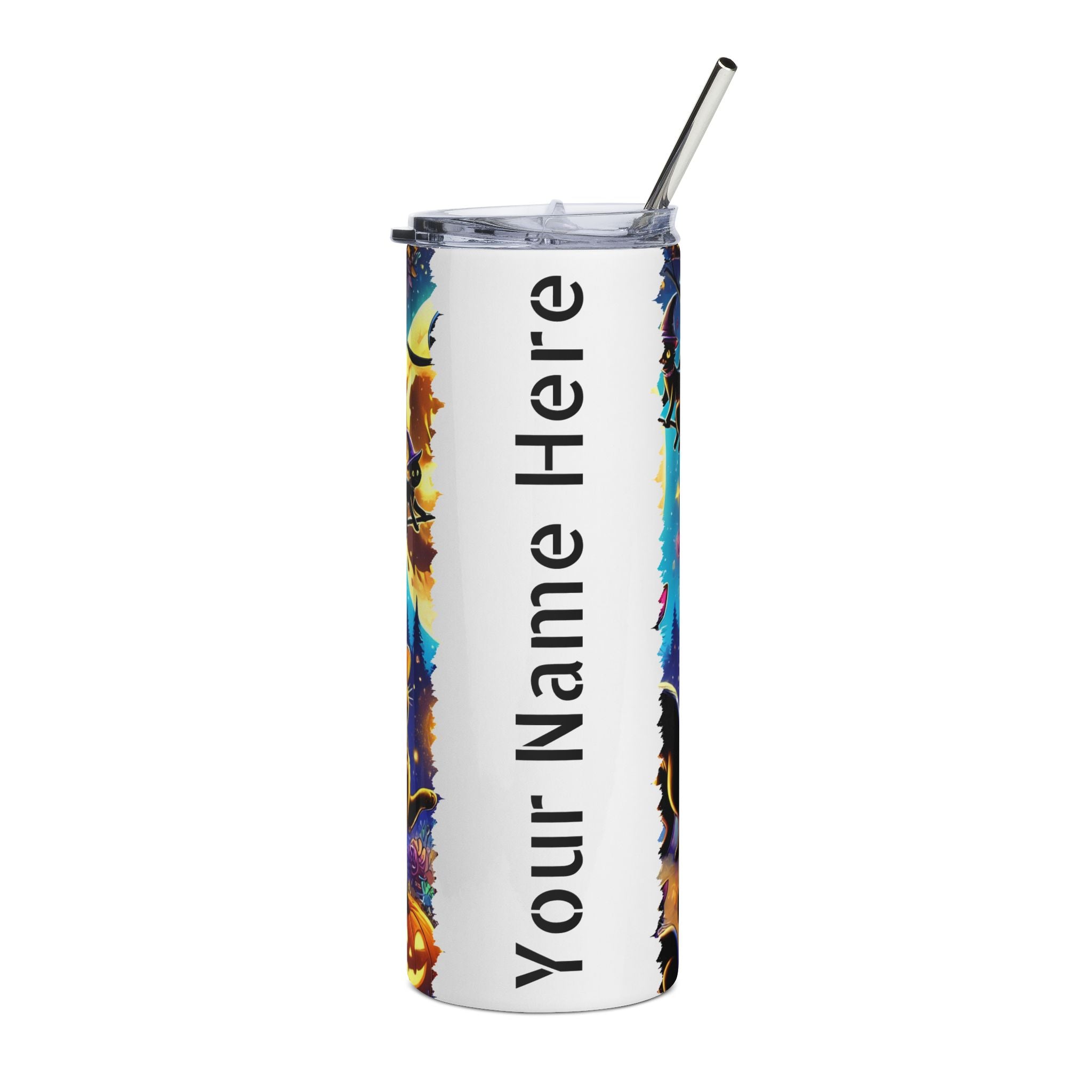 Spooky Cat Halloween Tumbler | Personalized Stainless Steel Travel Mug for Hot or Cold Beverages | Gifts for Cat Lovers, Halloween [...]
