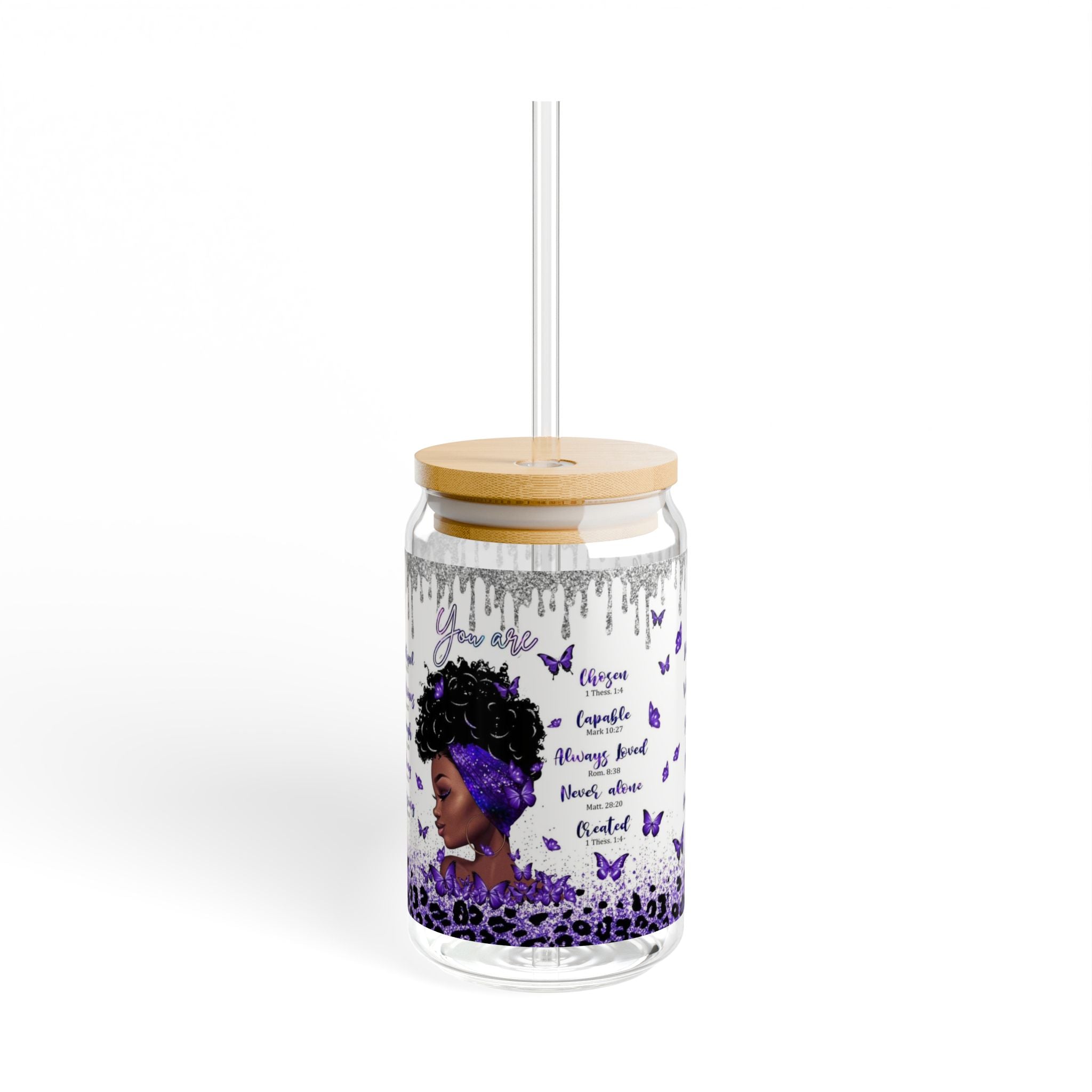 Empowering Butterfly Sipper Glass, 16oz - Inspirational Quotes, Reusable Drinkware for Gifts, Eco-Friendly Mug, Perfect for Self-Care [...].